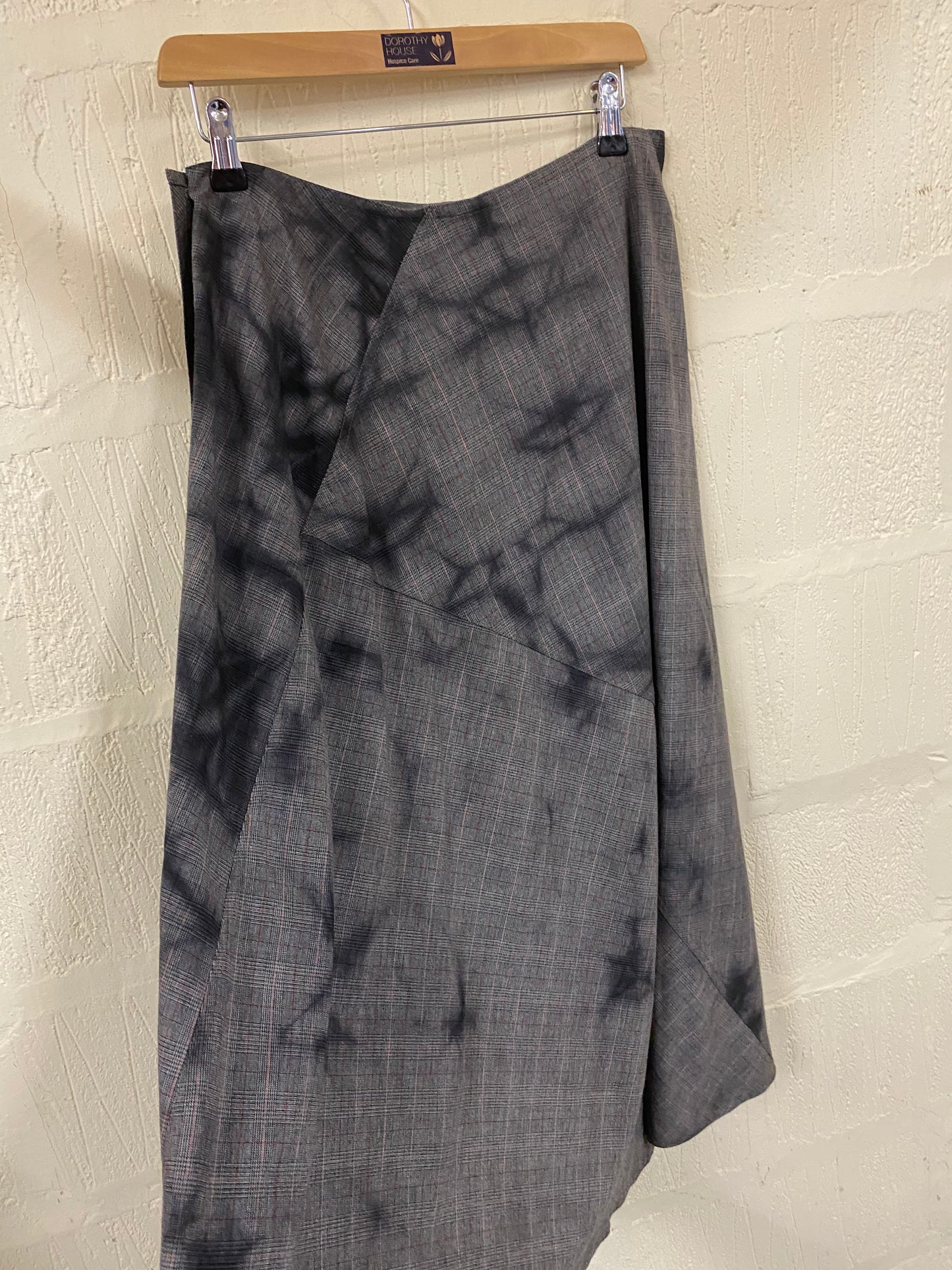 Claire.dk Distressed Fine Check Asymetric Skirt Size 12