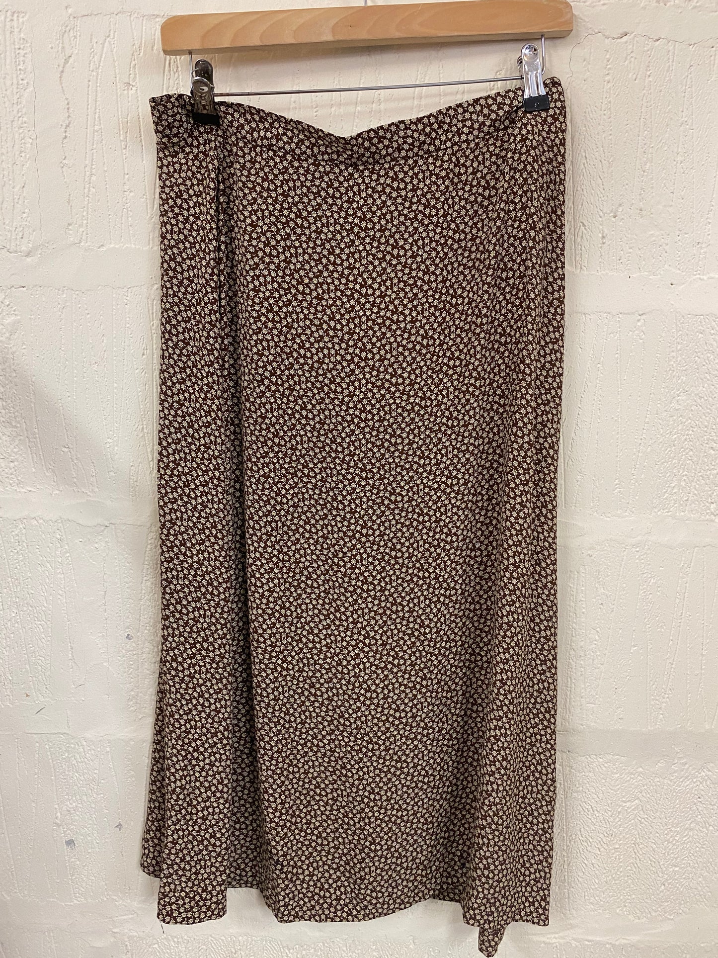 1990s Vintage Brown Ditsy Floral Skirt Size 12