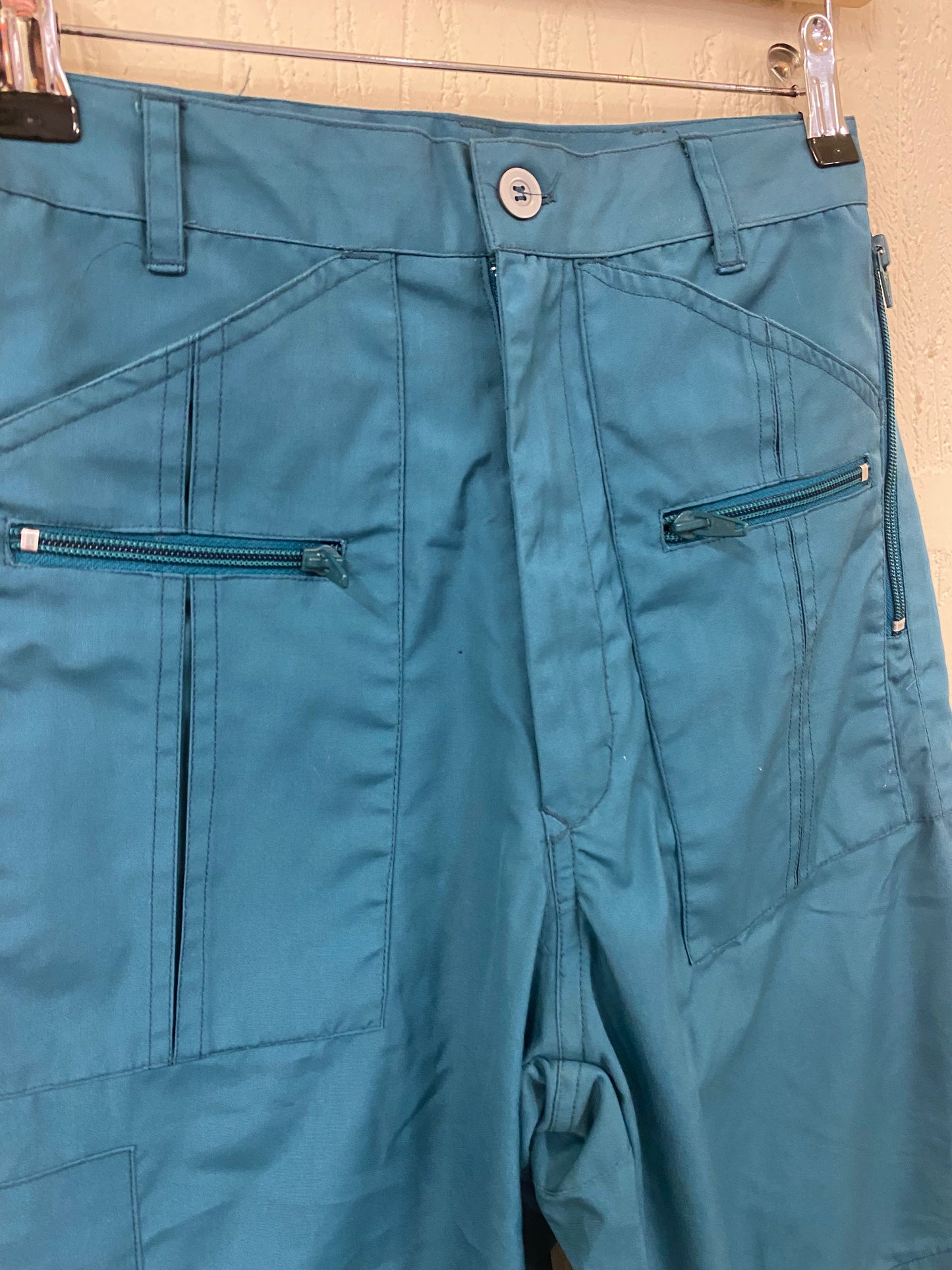 Vintage Teal Hiking Trousers with Zips Size 6-8