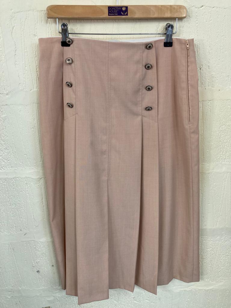 Vintage Peach Pleated Skirt with Splits to Centre - Size 12