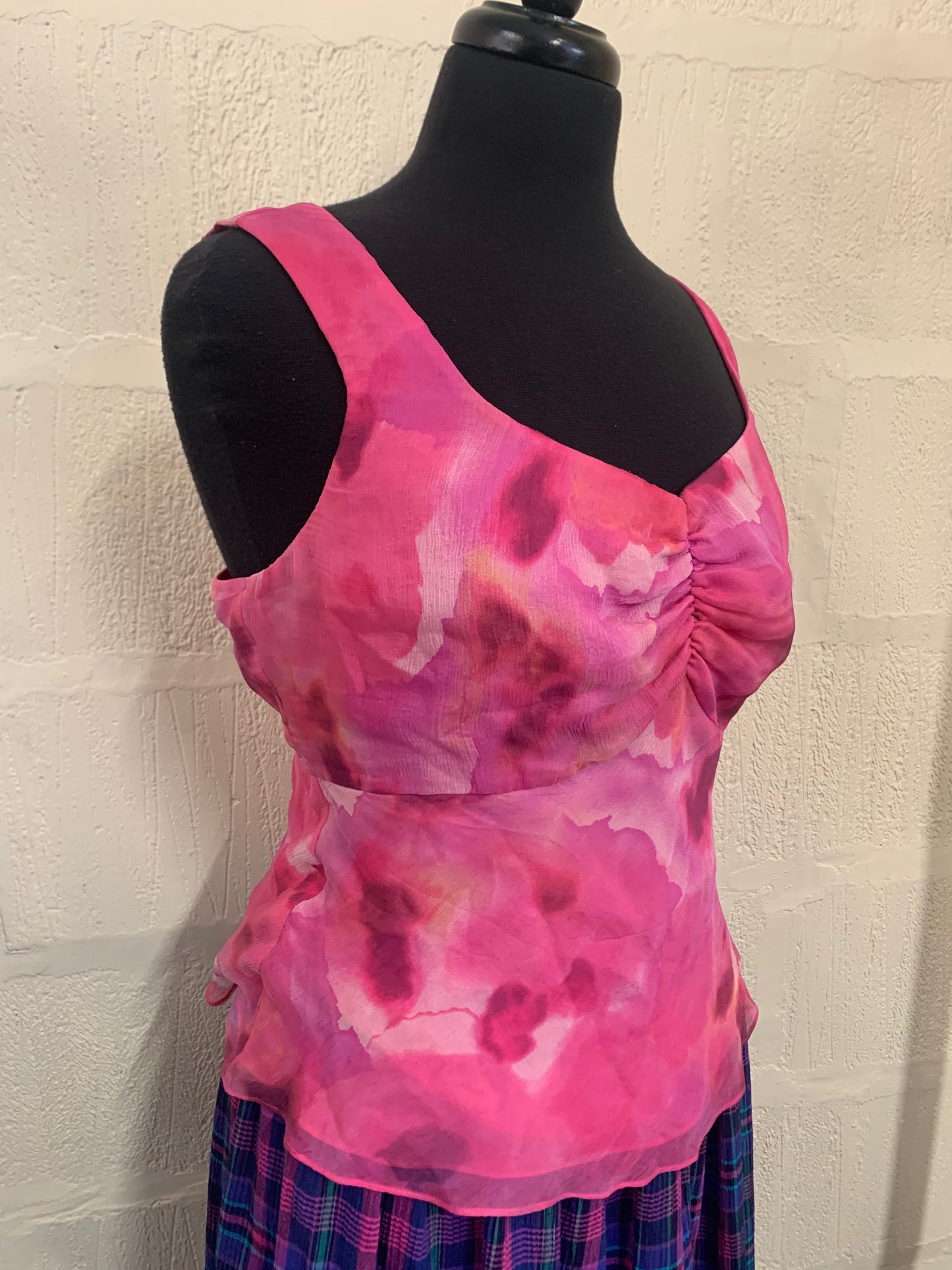 Vintage 1990s Frank Usher Pink Silk Camisole Top Size 14