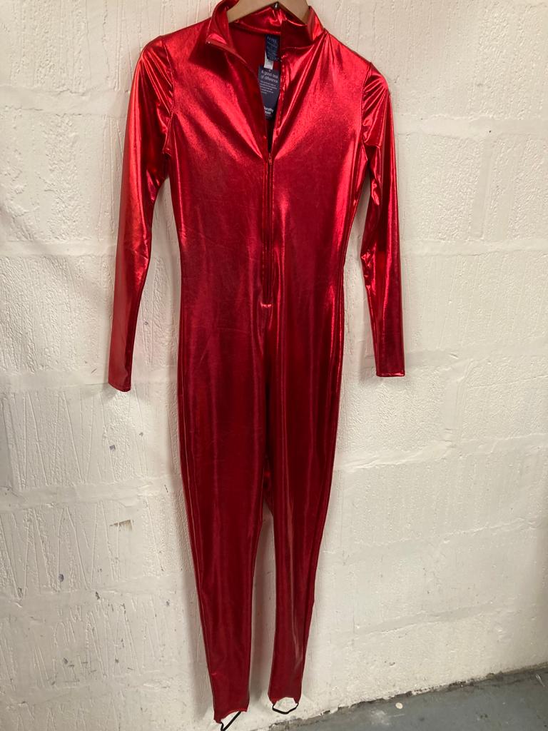 Shiny Metallic Red Jumpsuit Size XS