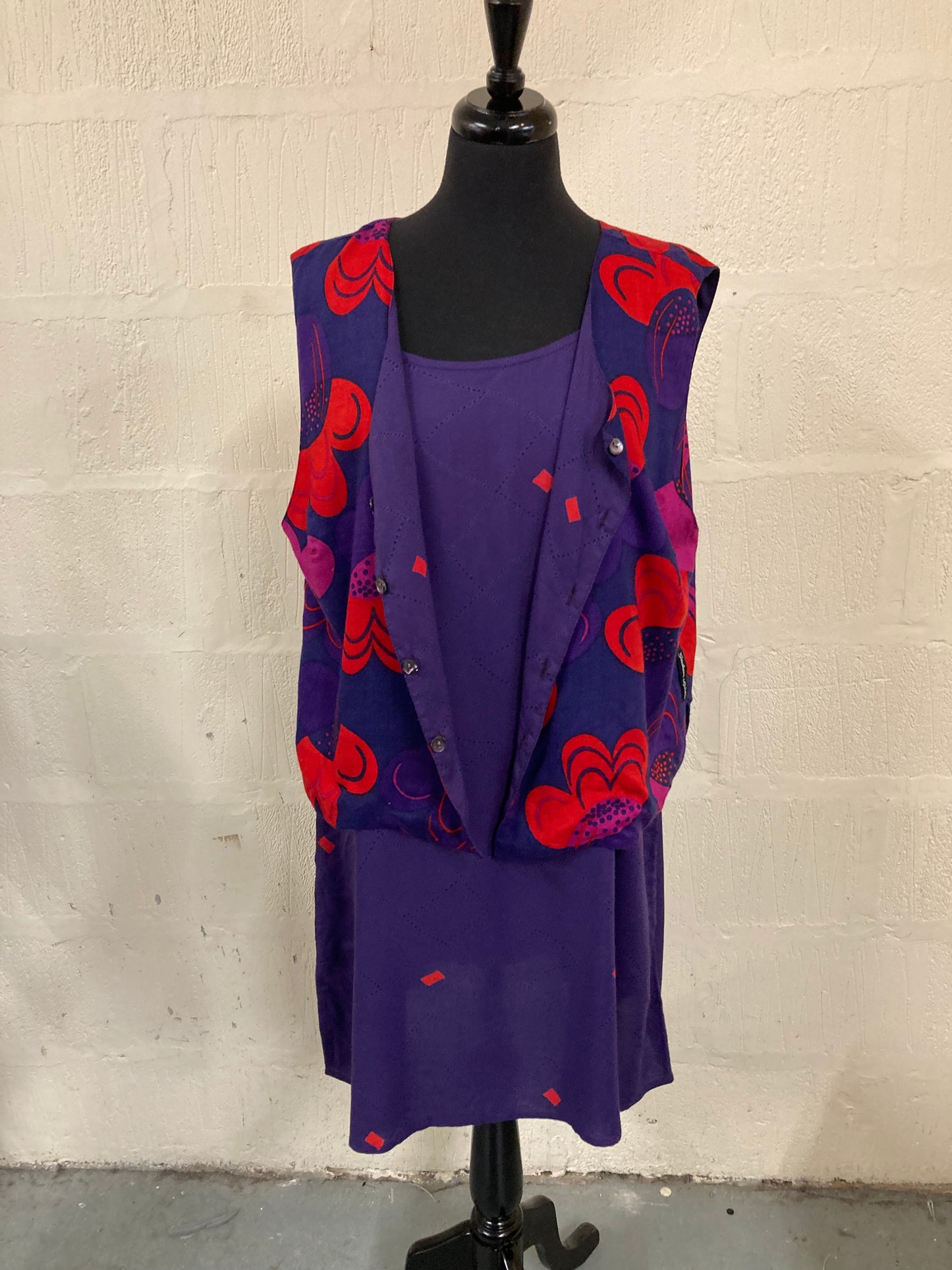 BNWT Purple and Red Reversible Waistcoat Size 18