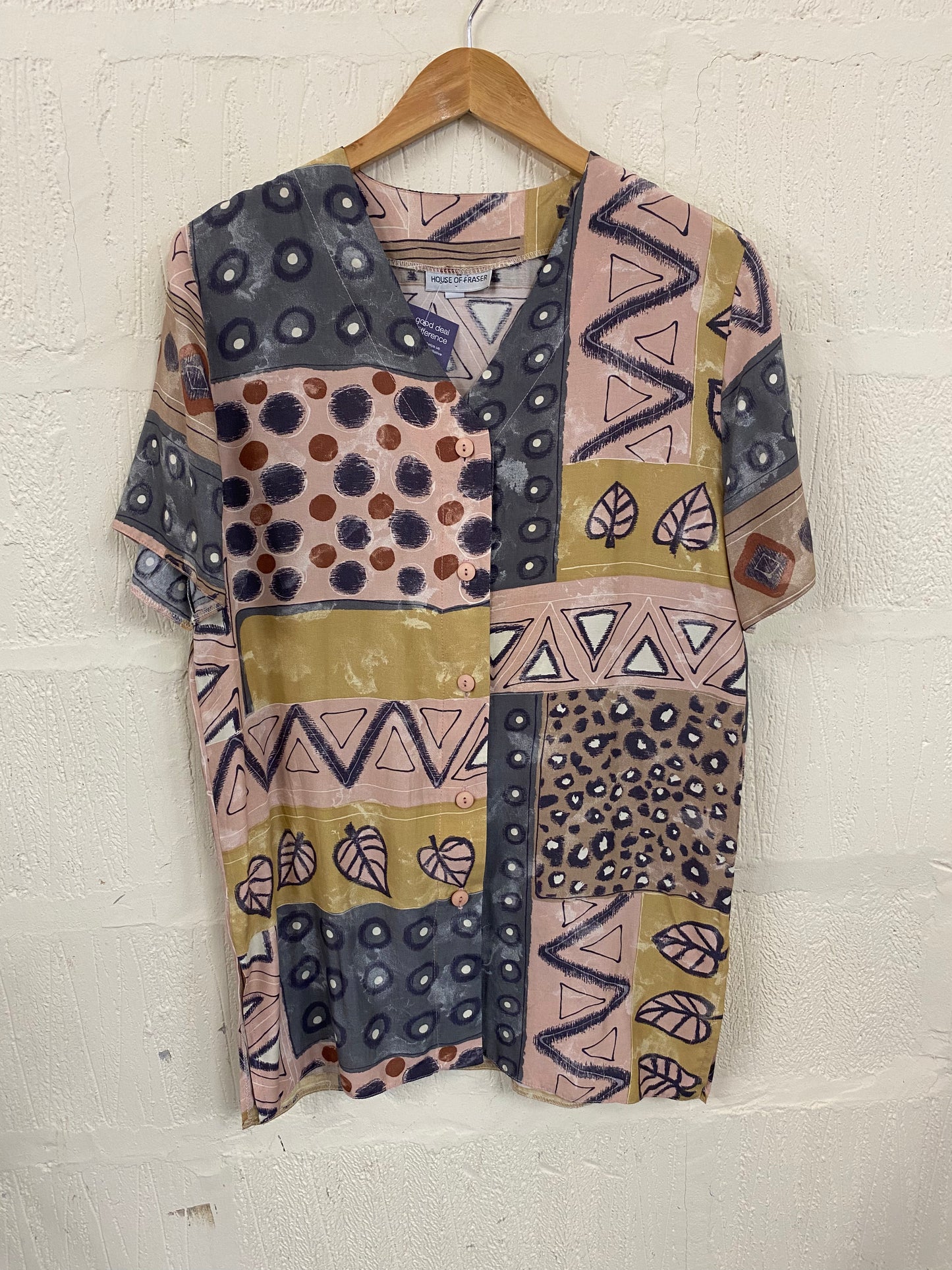 Vintage 1990s Style House of Fraser Printed Blouse Size 12