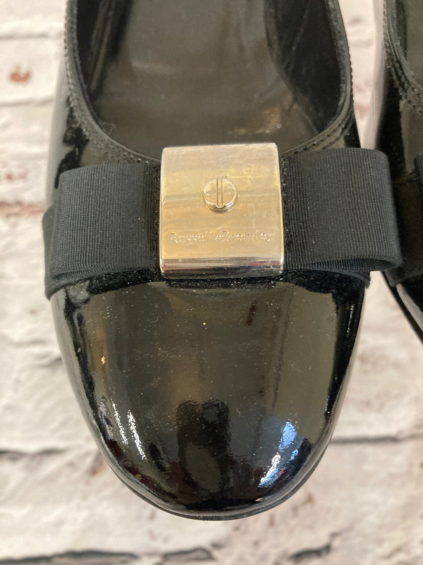 Vintage Russell & Bromley Black Patent Pumps Size 7 (EU 40.5)