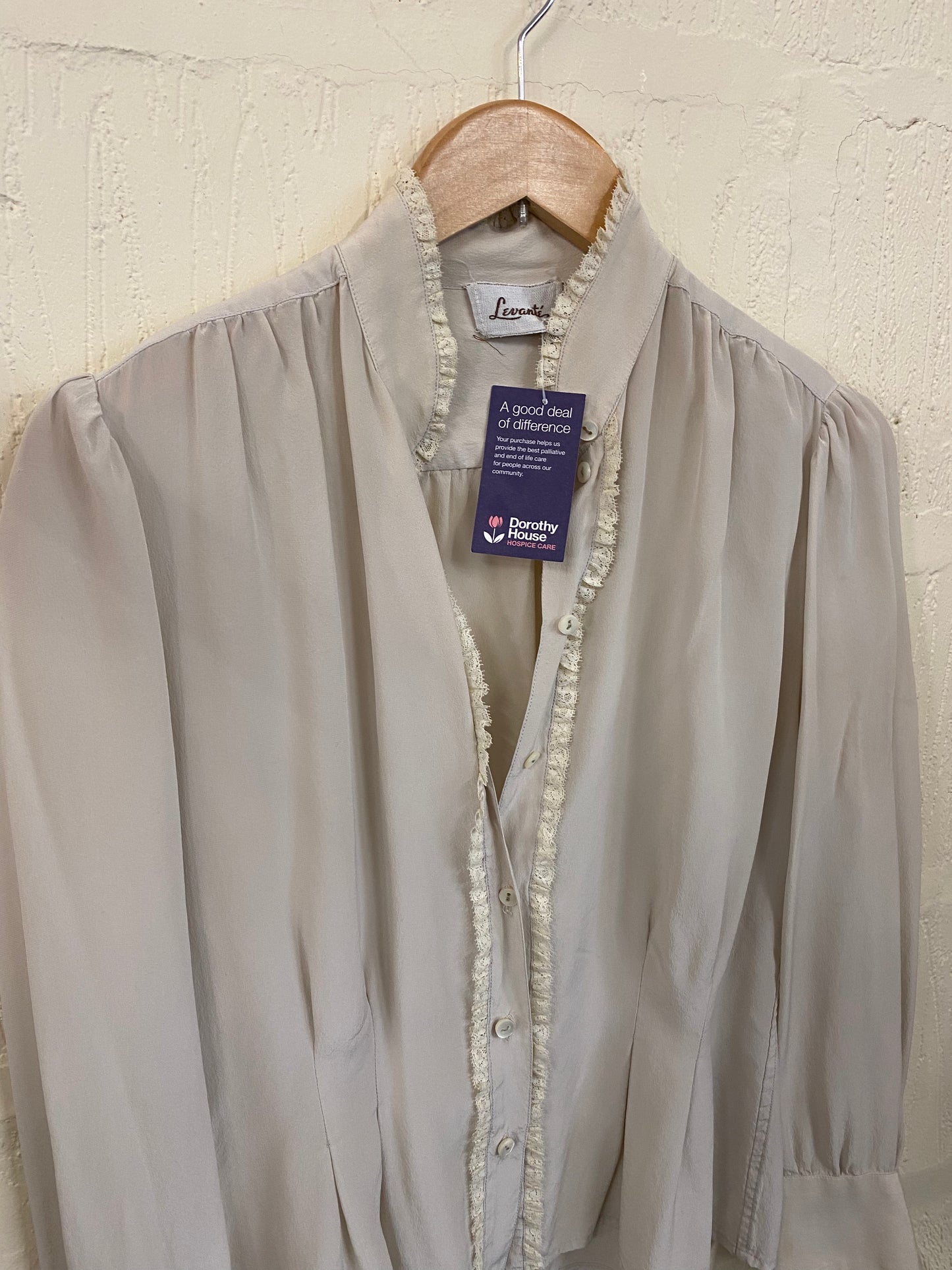 Vintage Cream Silk 70s Blouse Size 12