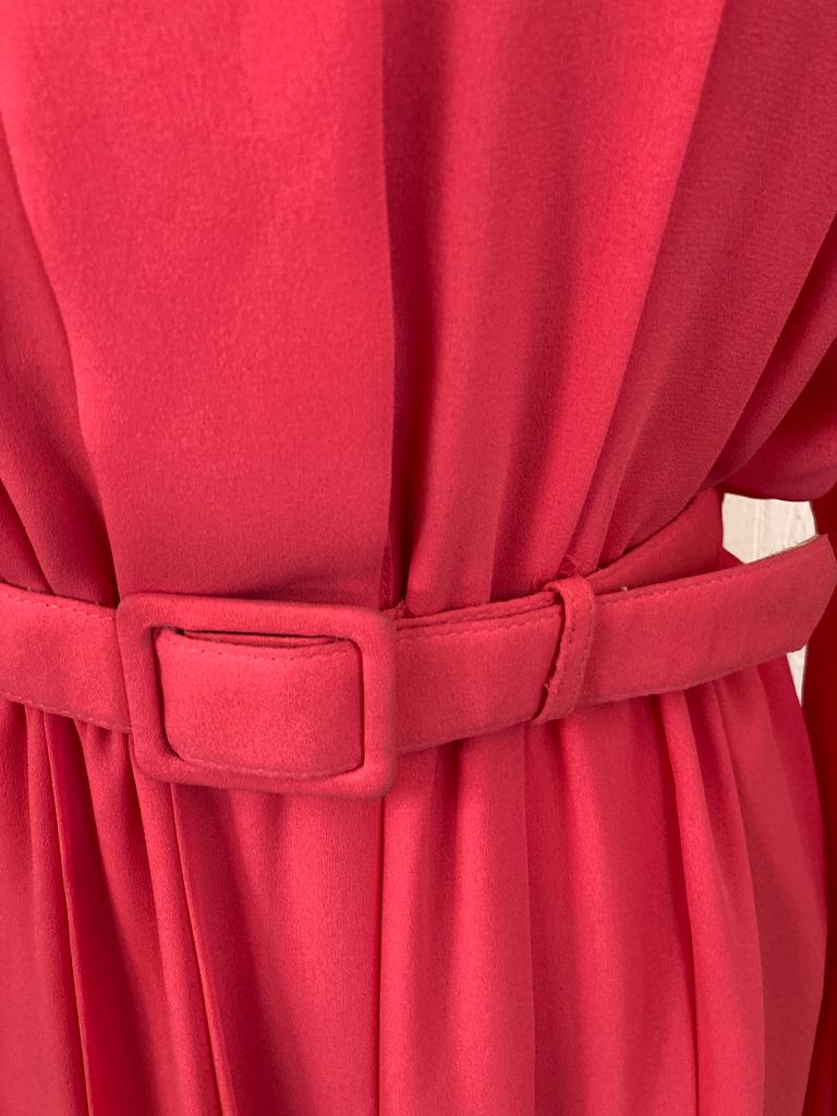 Vintage Pink Maxi Dress with Detachable Collar Size 10