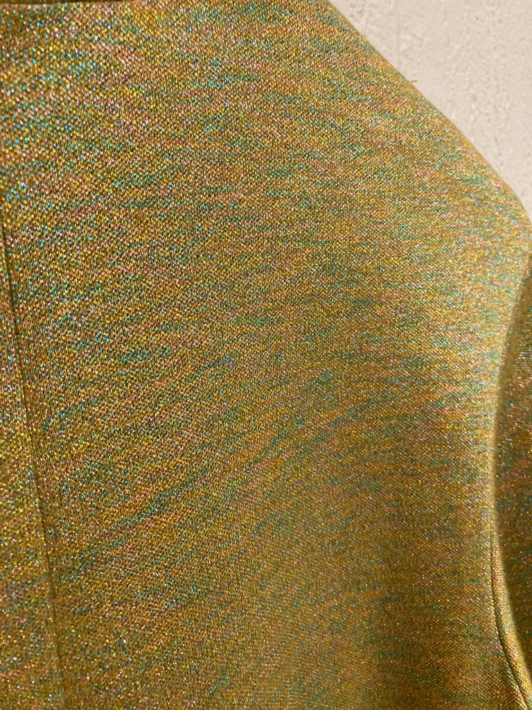 Vintage Gold and Turquoise Lurex Thread 60s Style Playsuit