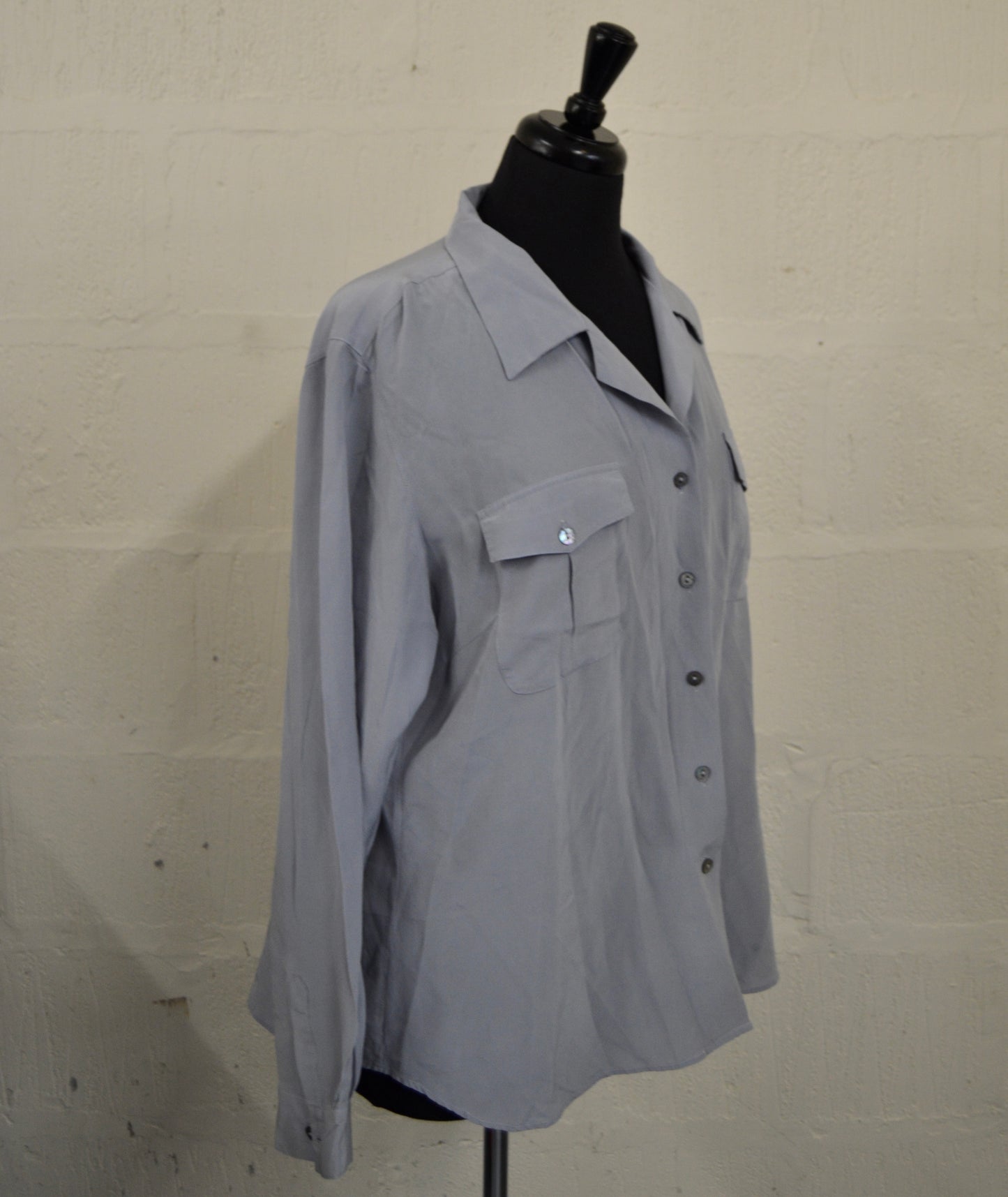 Vintage Dove Grey Silk Blouse Size 18