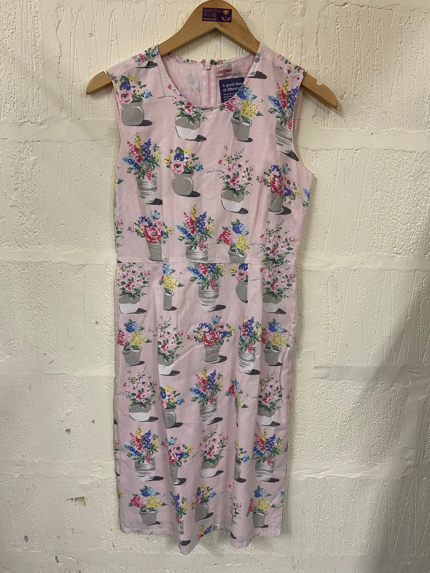 Preloved Pink Floral Cath Kidston Cotton Sleeveless Dress Size 8