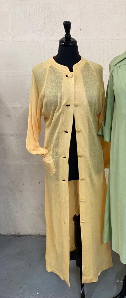 Vintage Triumph Canary Yellow Fine Knit Housecoast. Size 10-12