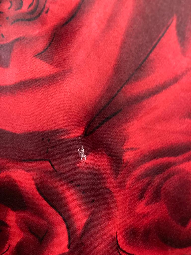 Vintage Sleeveless Padded Chinese Style Red Rose Cheongsam Midi Dress Size S