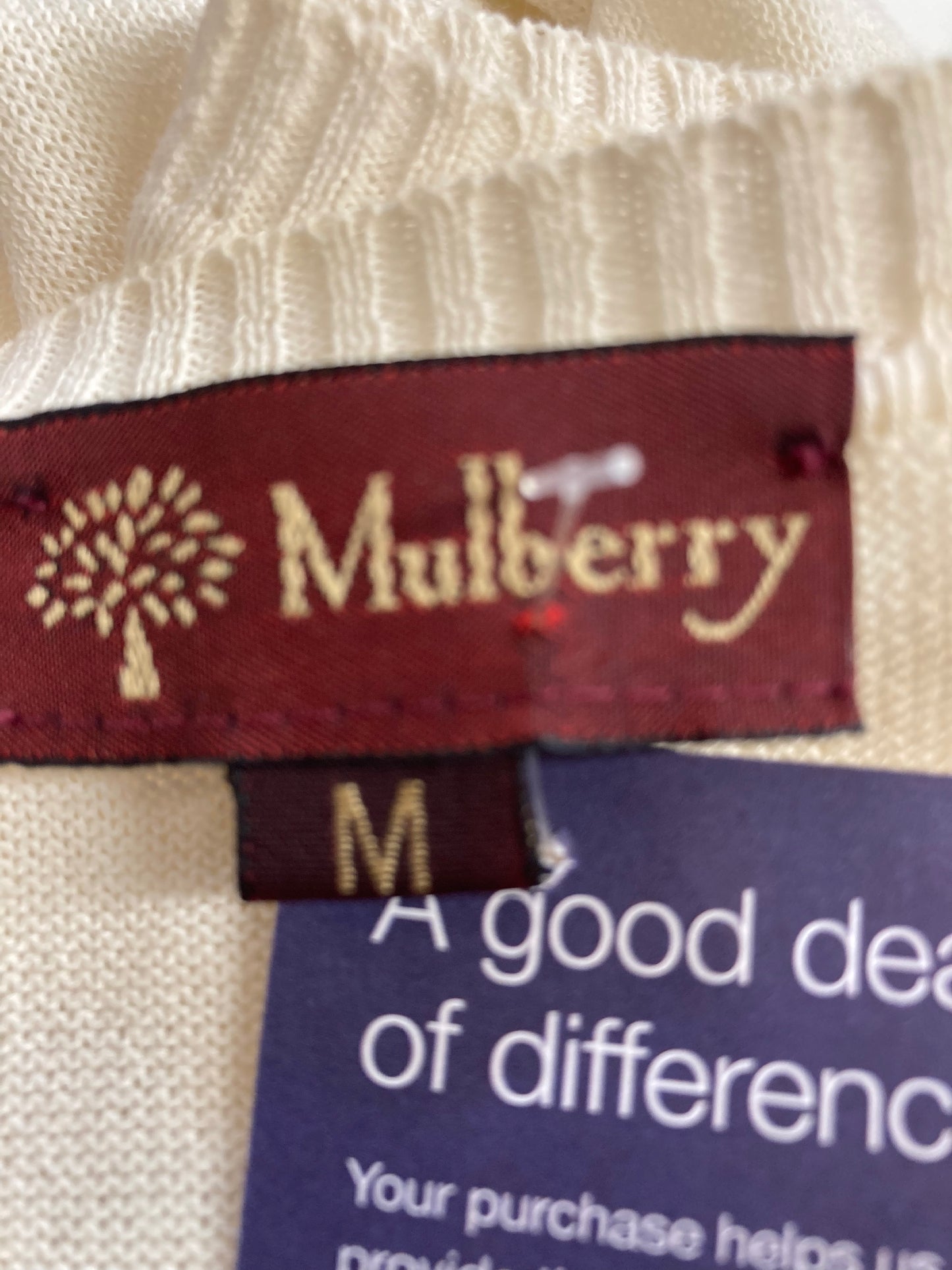 1990s Minimal Soft Cream Mulberry Cardigan Size M