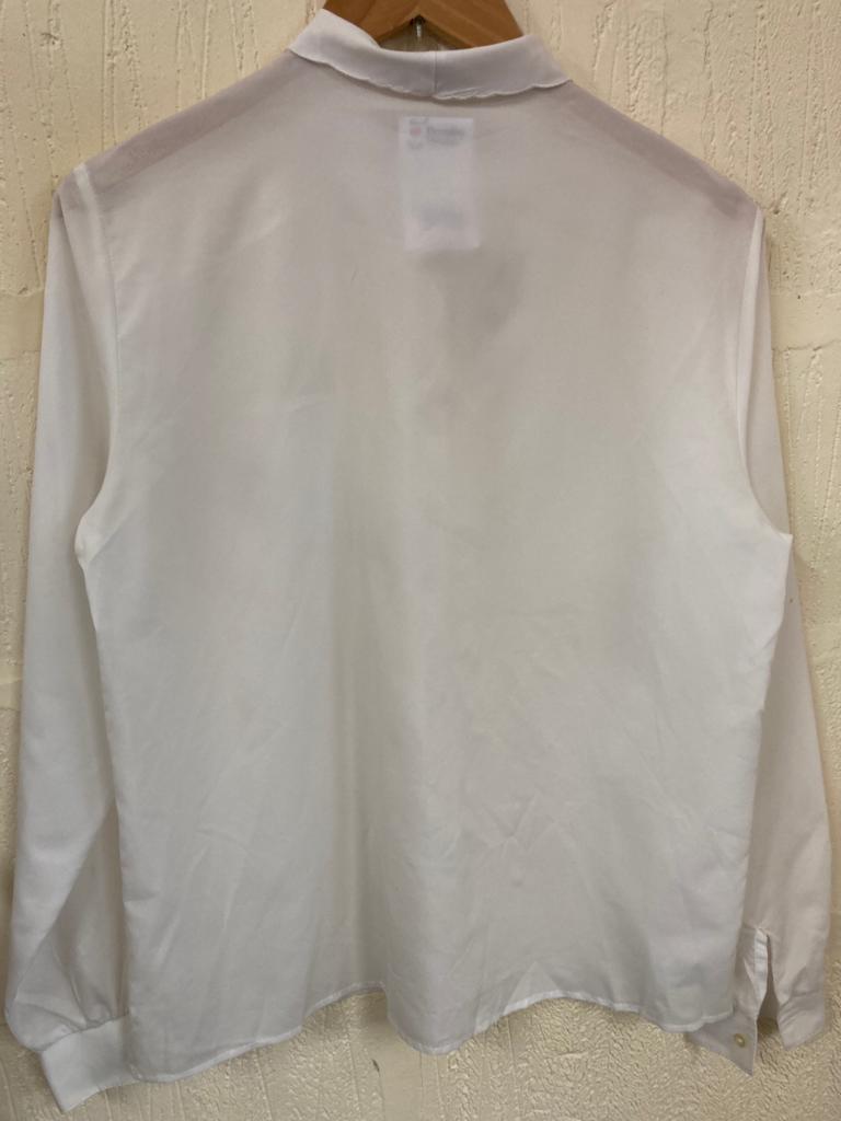 Vintage White Blouse with Lace Collar Size 14