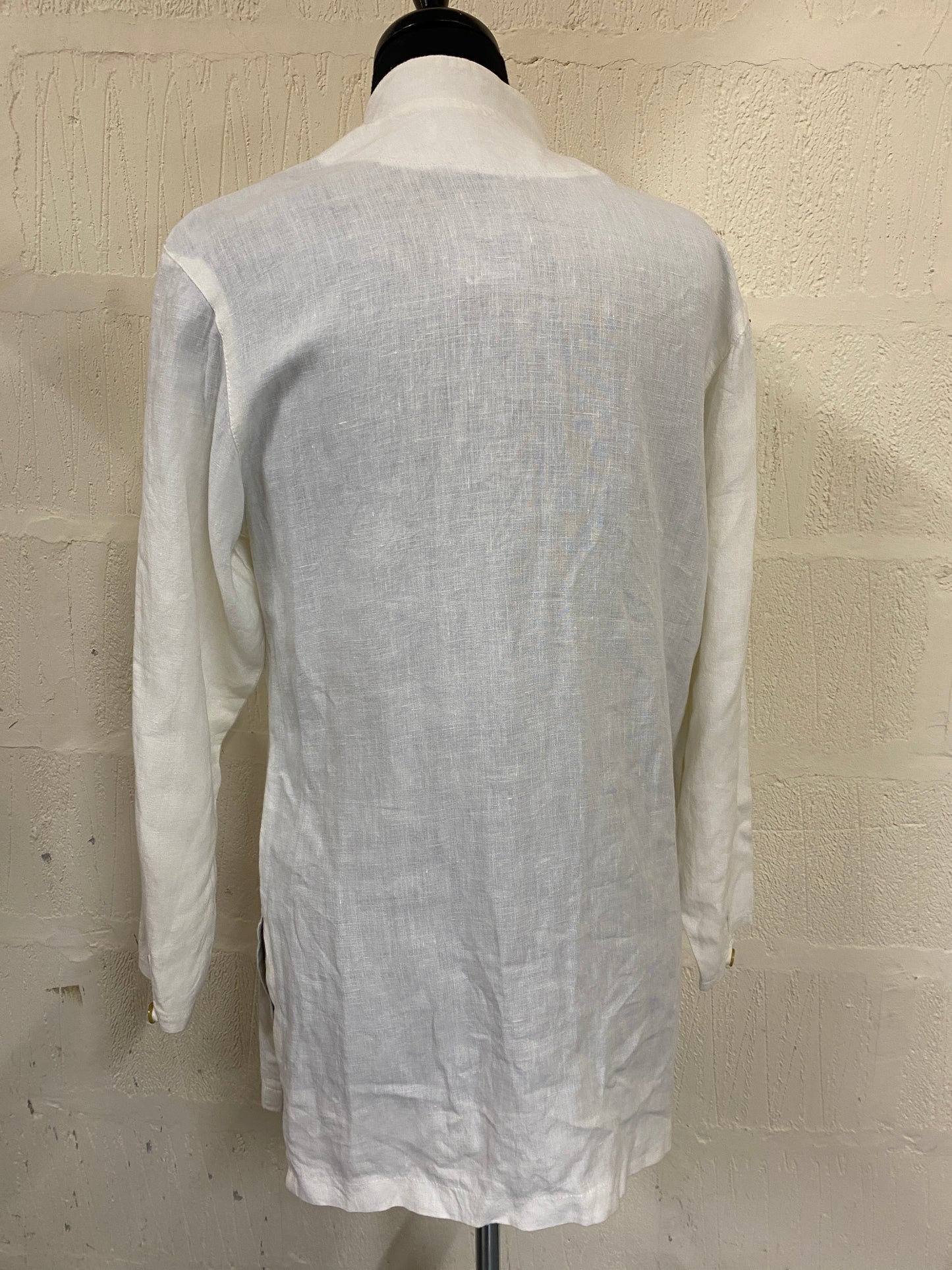 Ivory Long Line Linen Jacket Size 10