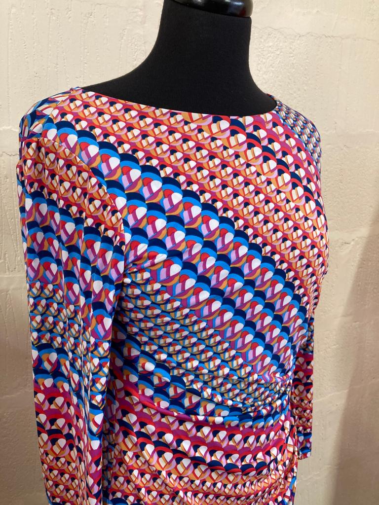 Preloved Onjenu Multicoloured Midi Dress Size 14