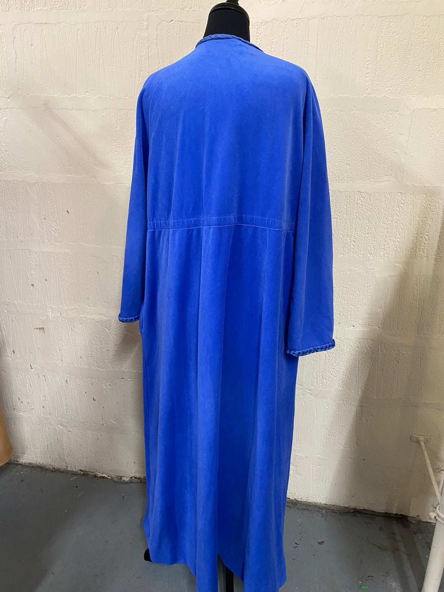 Vintage Blue Velour Housecoat l Robe Size L