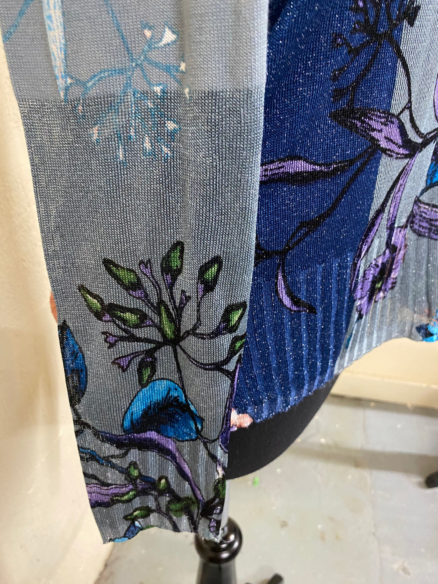 Fine Knit Grey, White and Glitter Blue Desigual Jumper Size 14