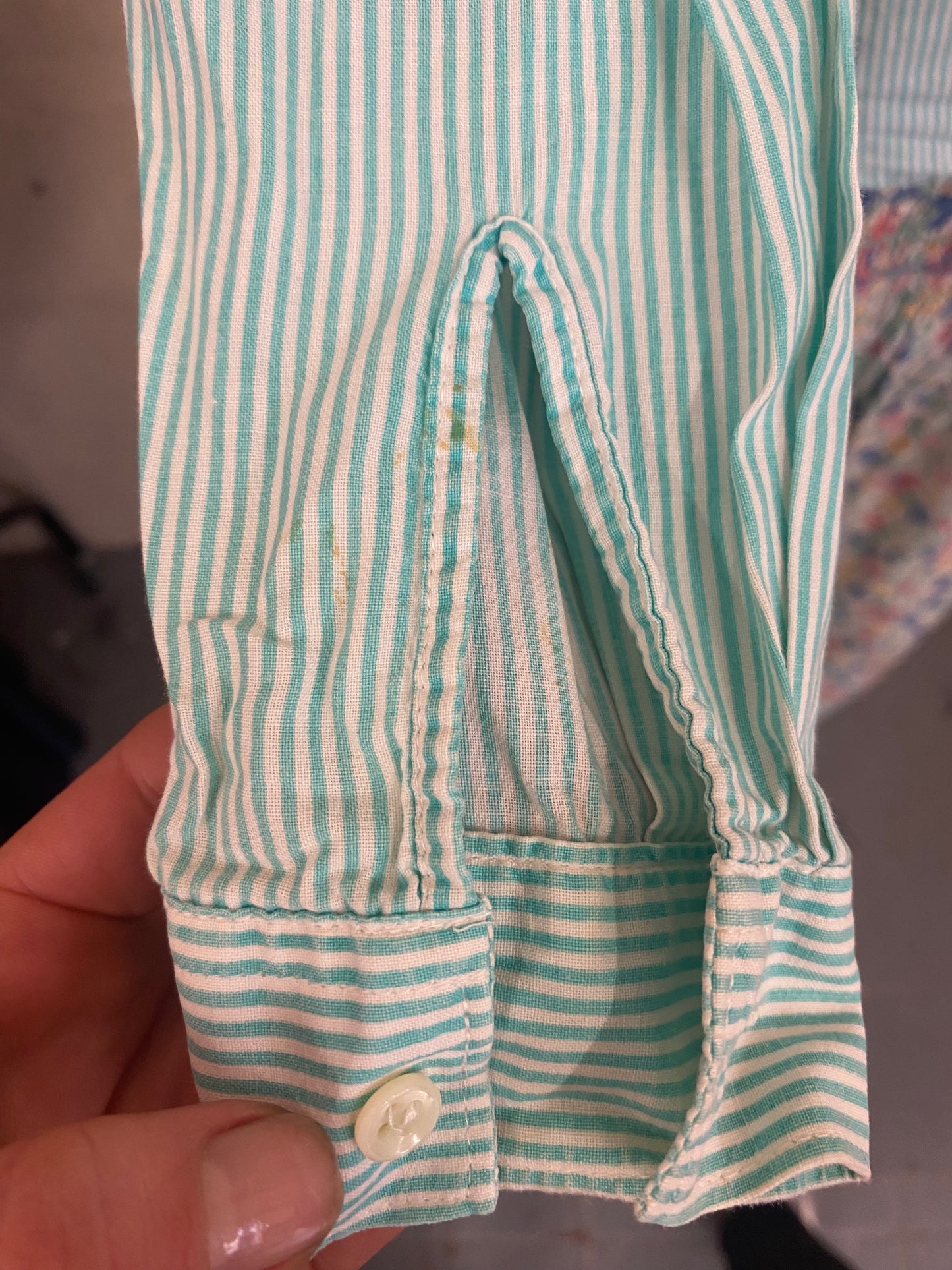 Vintage Green Striped Benetton Shirt Size 8