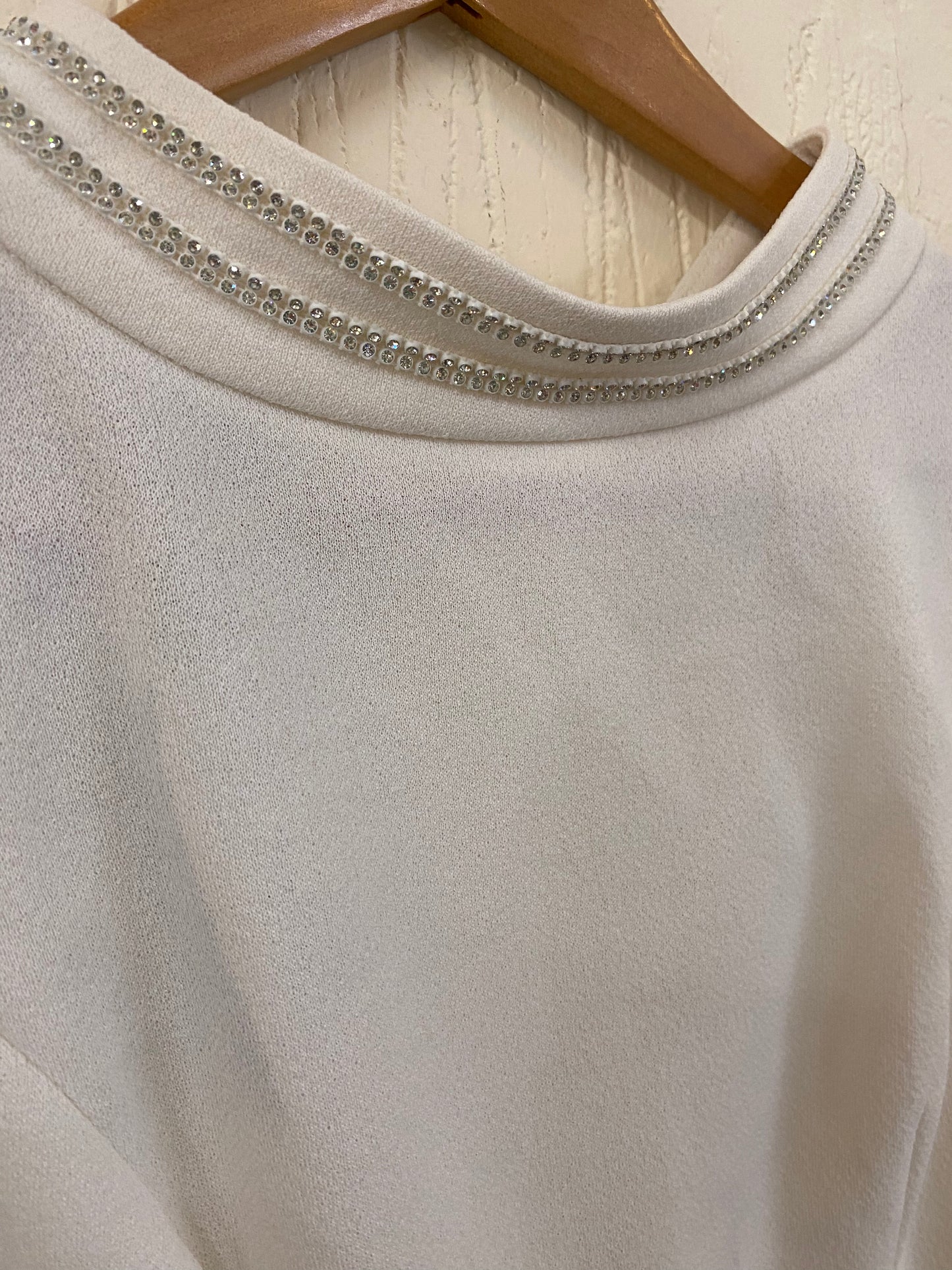 Vintage Sleeveless Cream Top with Diamante Collar Size 12