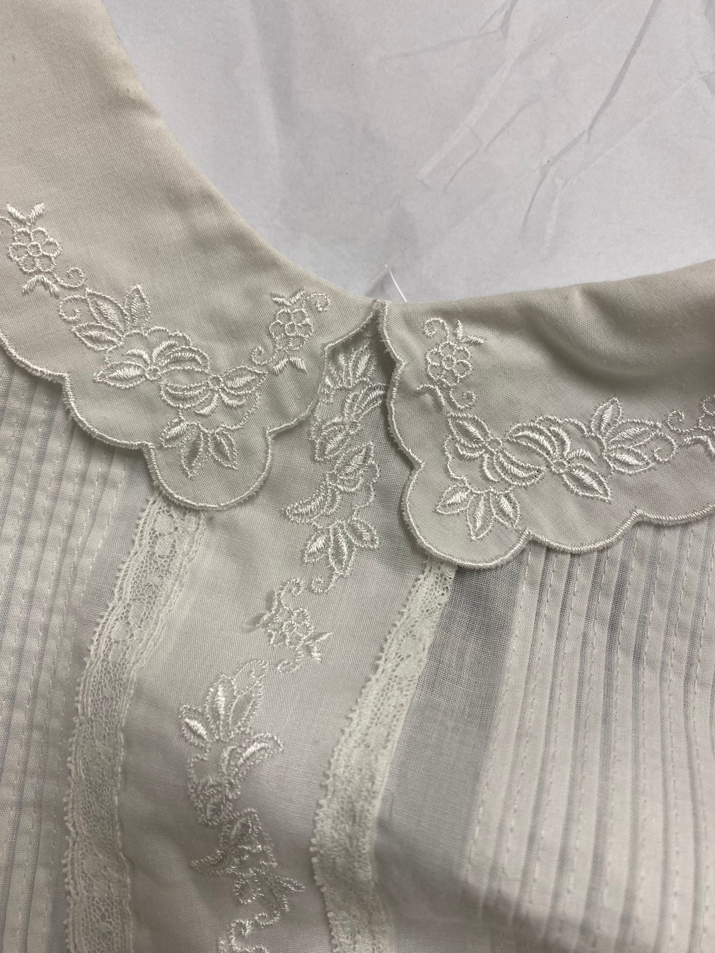 Vintage St Michael White Blouse with Pin Tucks and Lace Collar Size 14