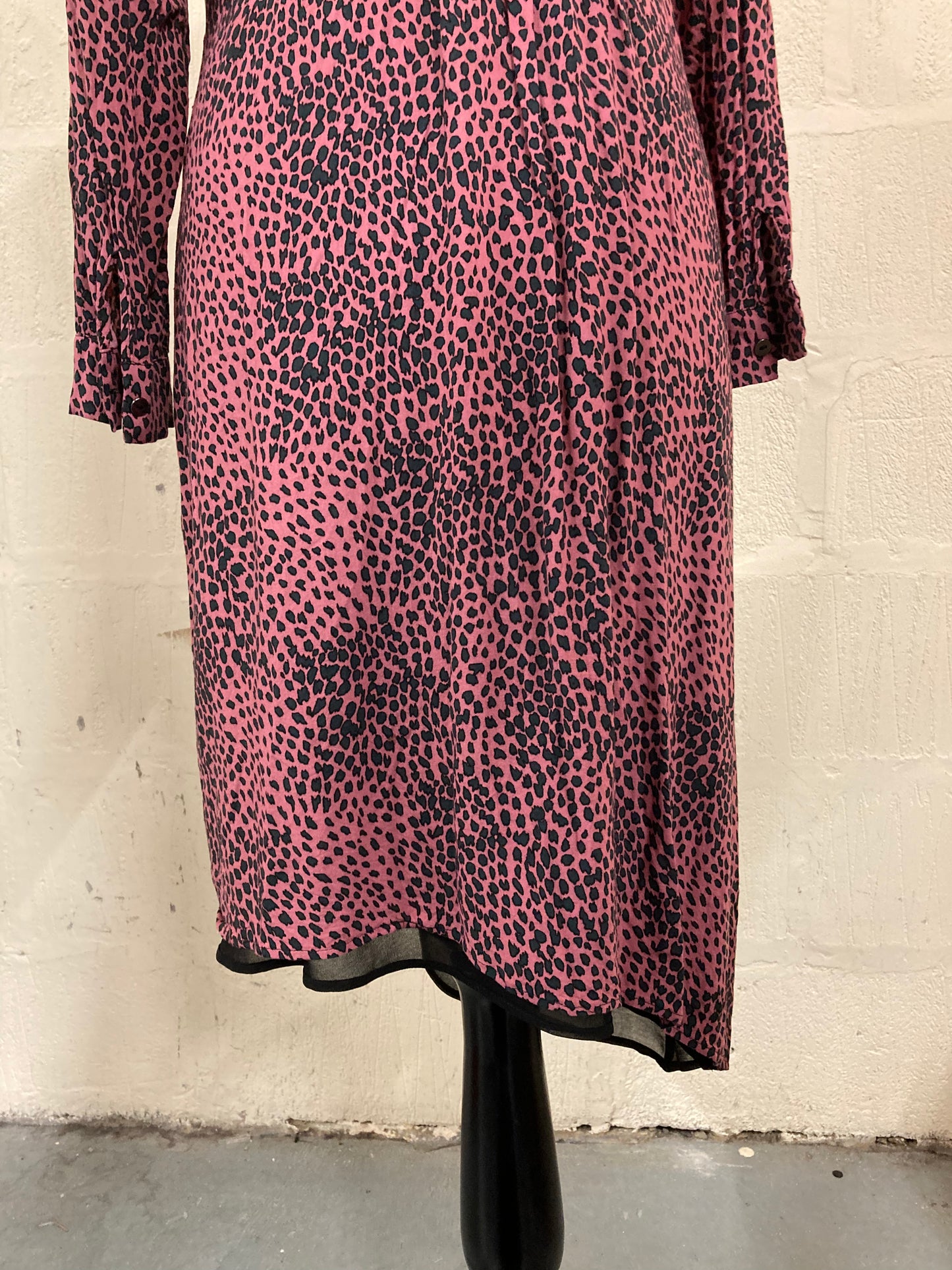 Pink and Grey Animal Print Midi Dress Size 10