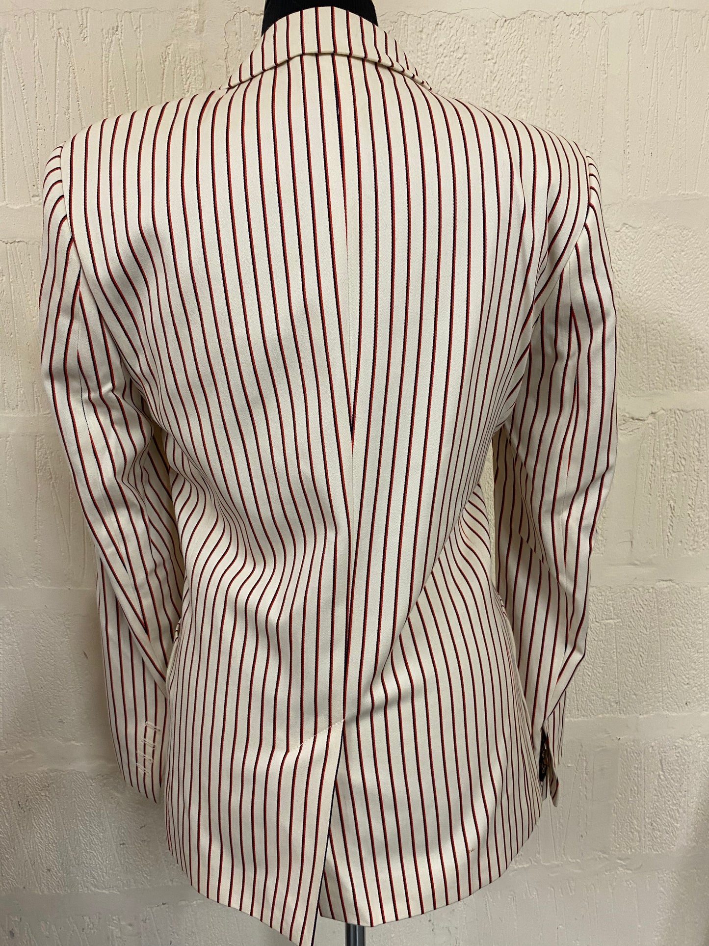 Jack Wills Cream with Navy and Red Pinstrip Mens Boating Blazer Size 10-12