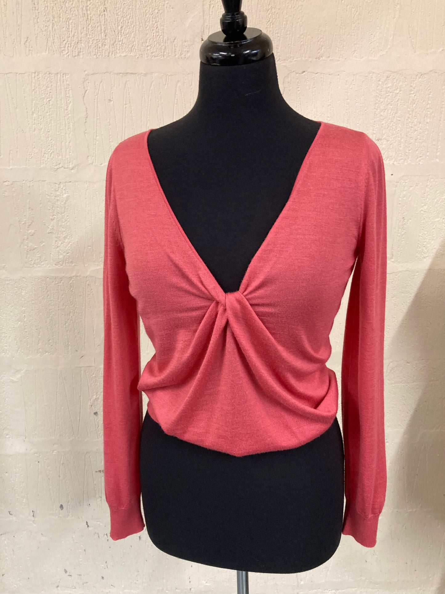 Pink Alexander McQueen Cashmere Mix Jumper With Twisted V Neckline Size 8