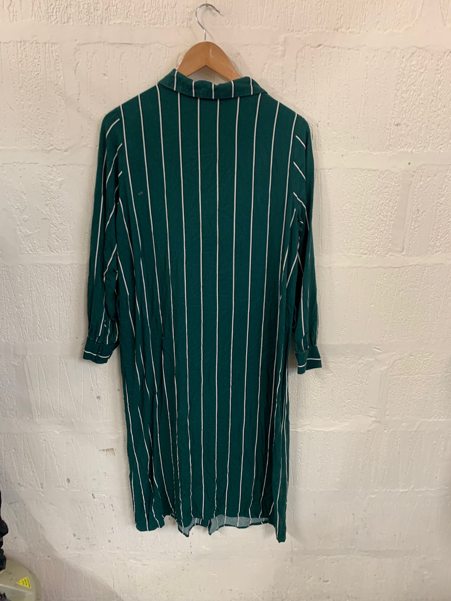 1990s Style Green with Stripe Shirt Maxi Dress Size 10