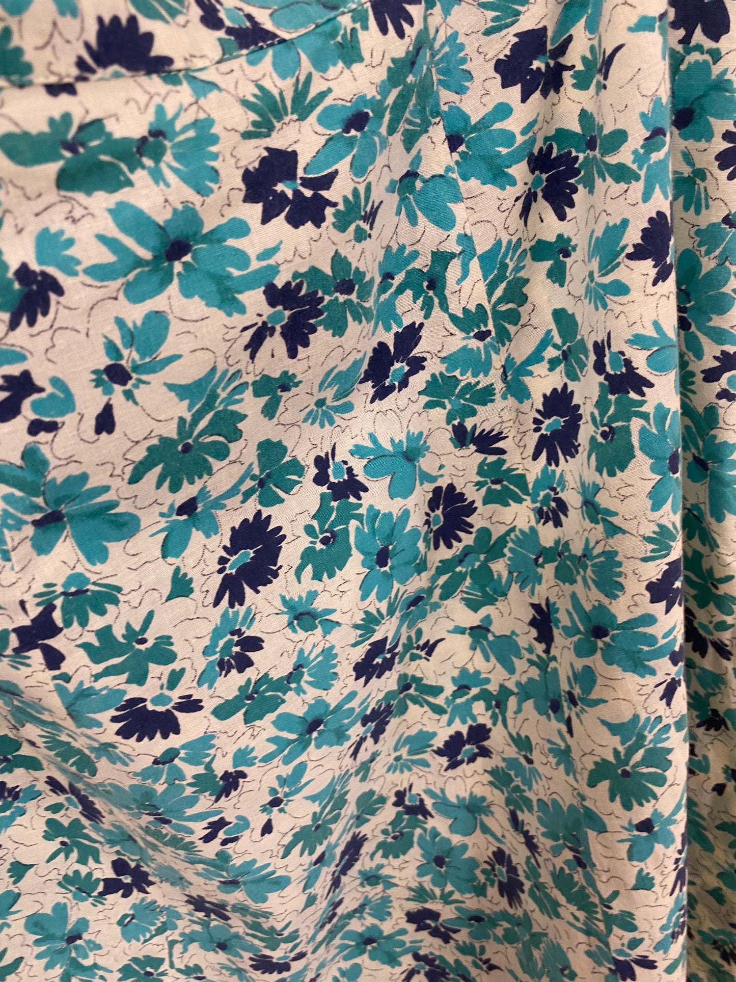 Vintage Hand Made White and Blue Floral Skirt Size 18