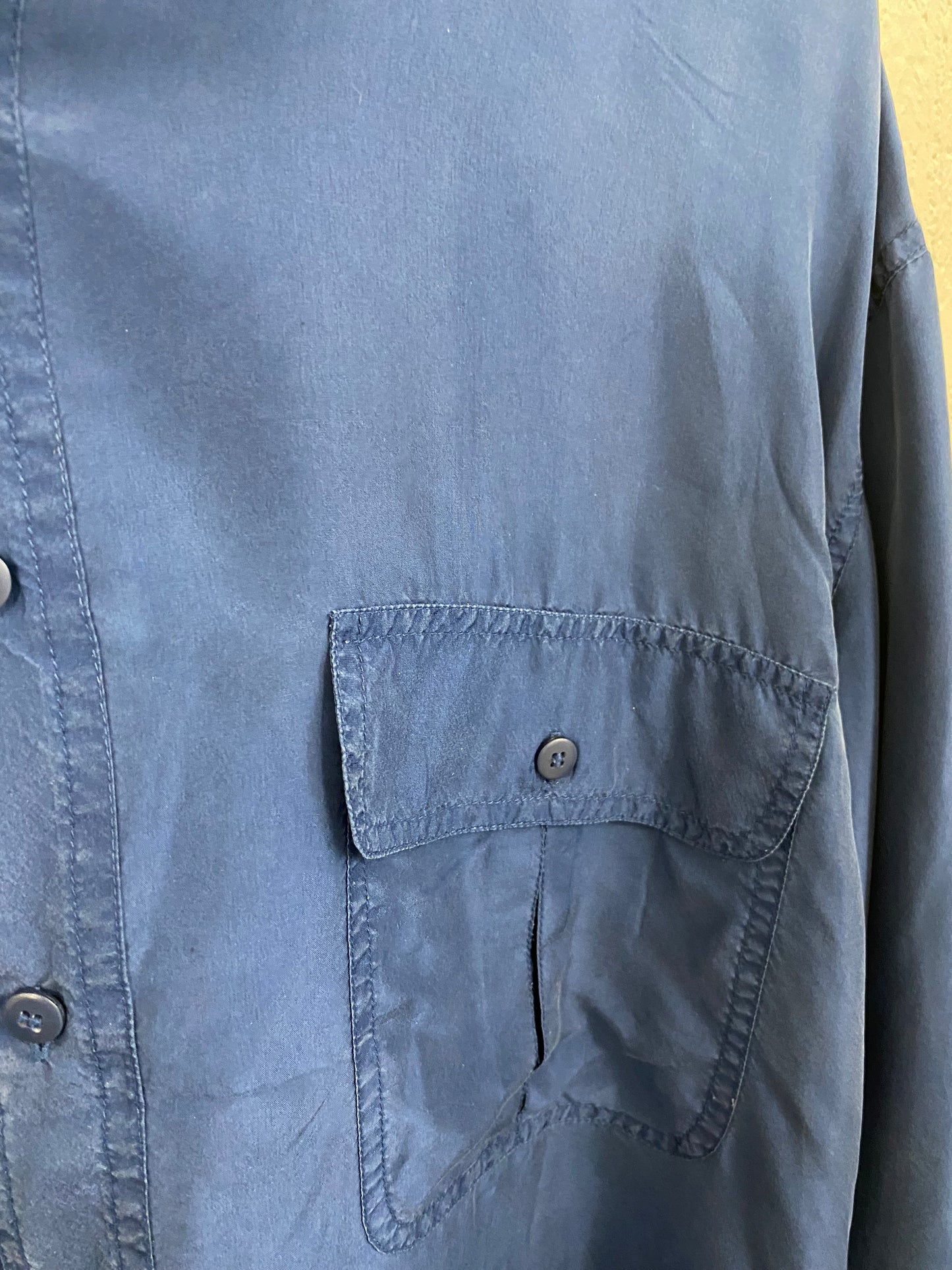 Vintage Navy Silk Blouse Size 16