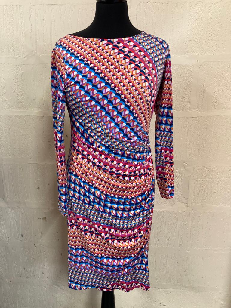 Preloved Onjenu Multicoloured Midi Dress Size 14
