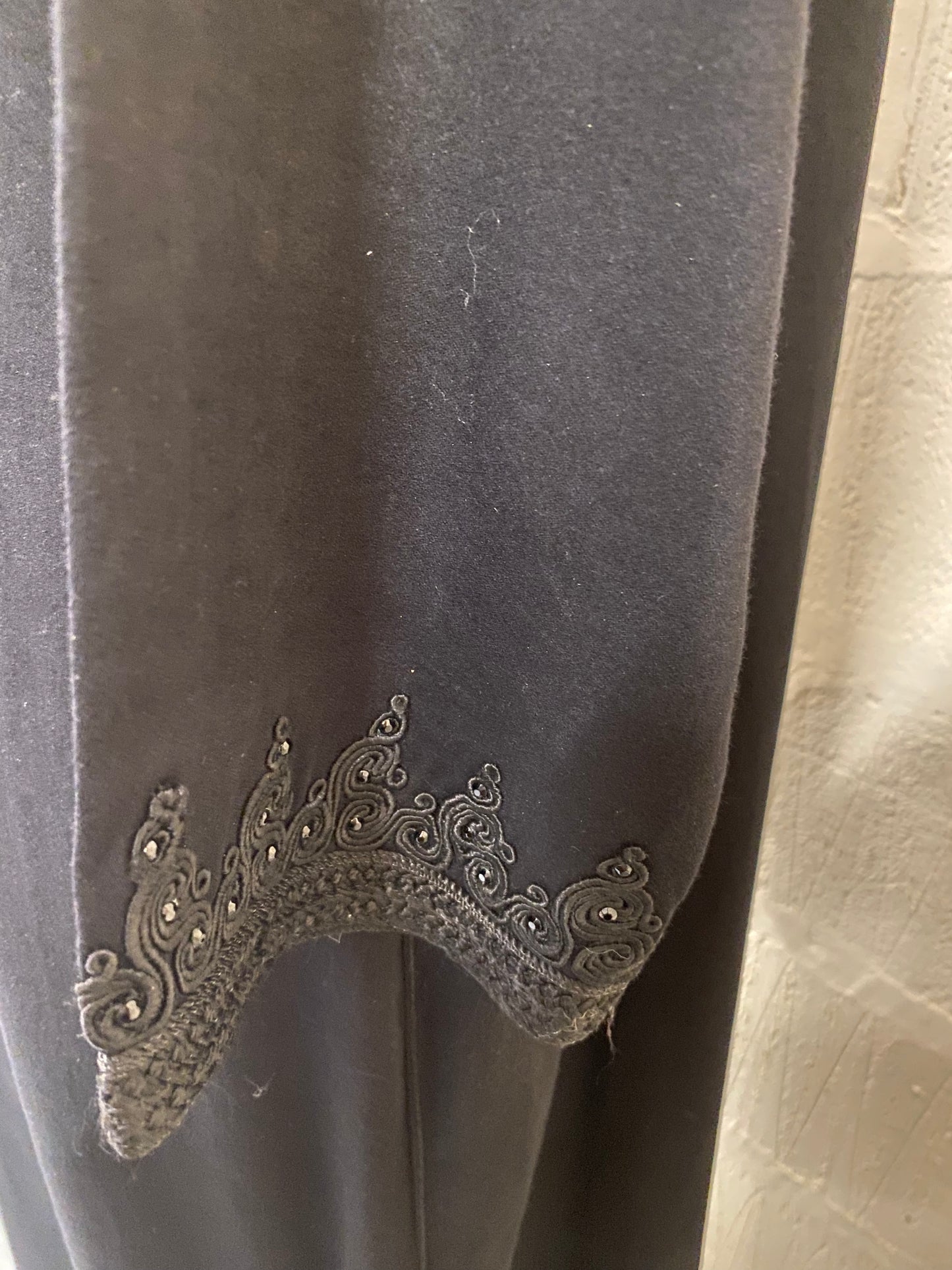 Vintage Black Djellaba Robe with embroidery and bead embellishment - one size