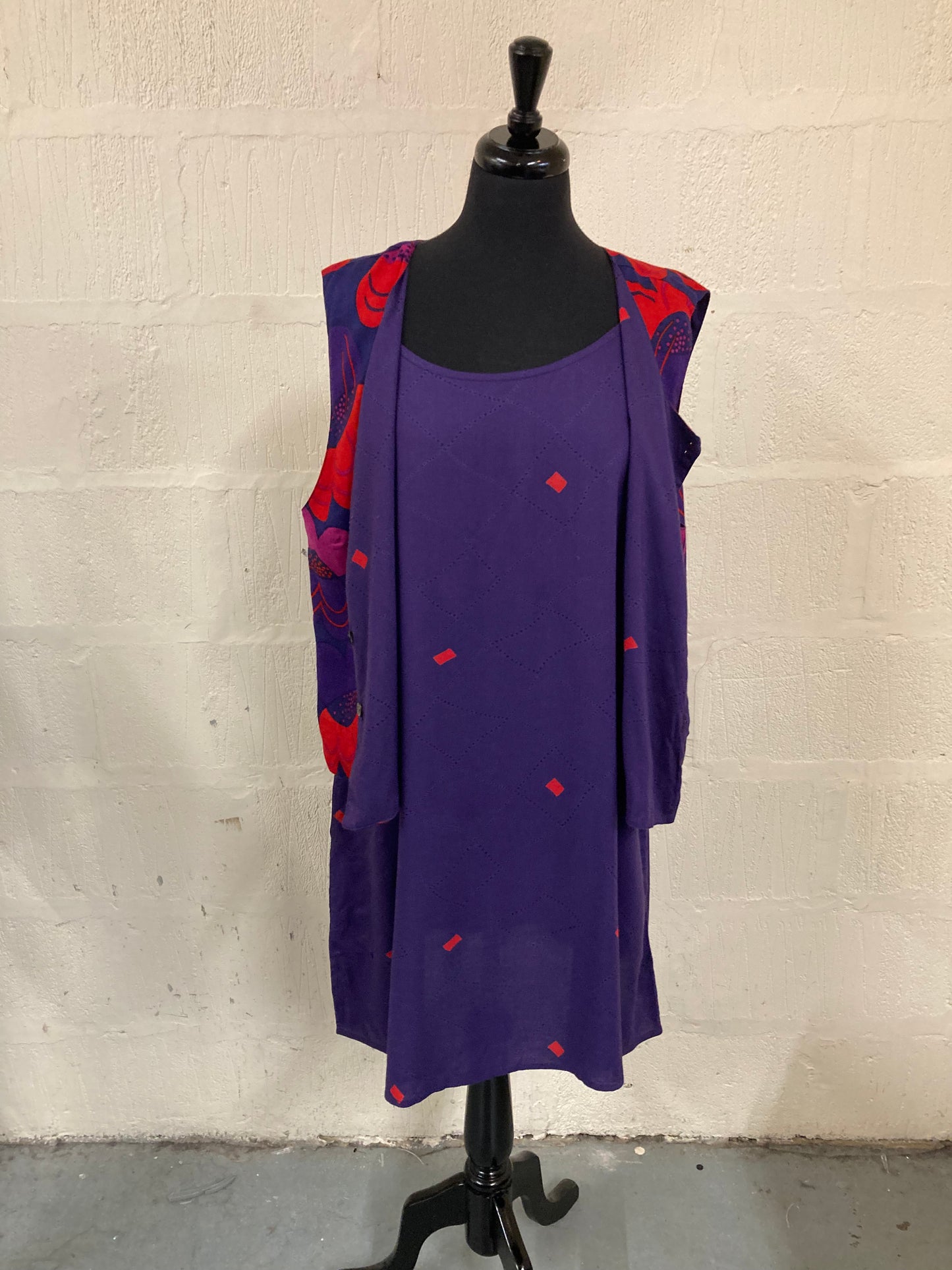 BNWT Purple and Red Reversible Waistcoat Size 18