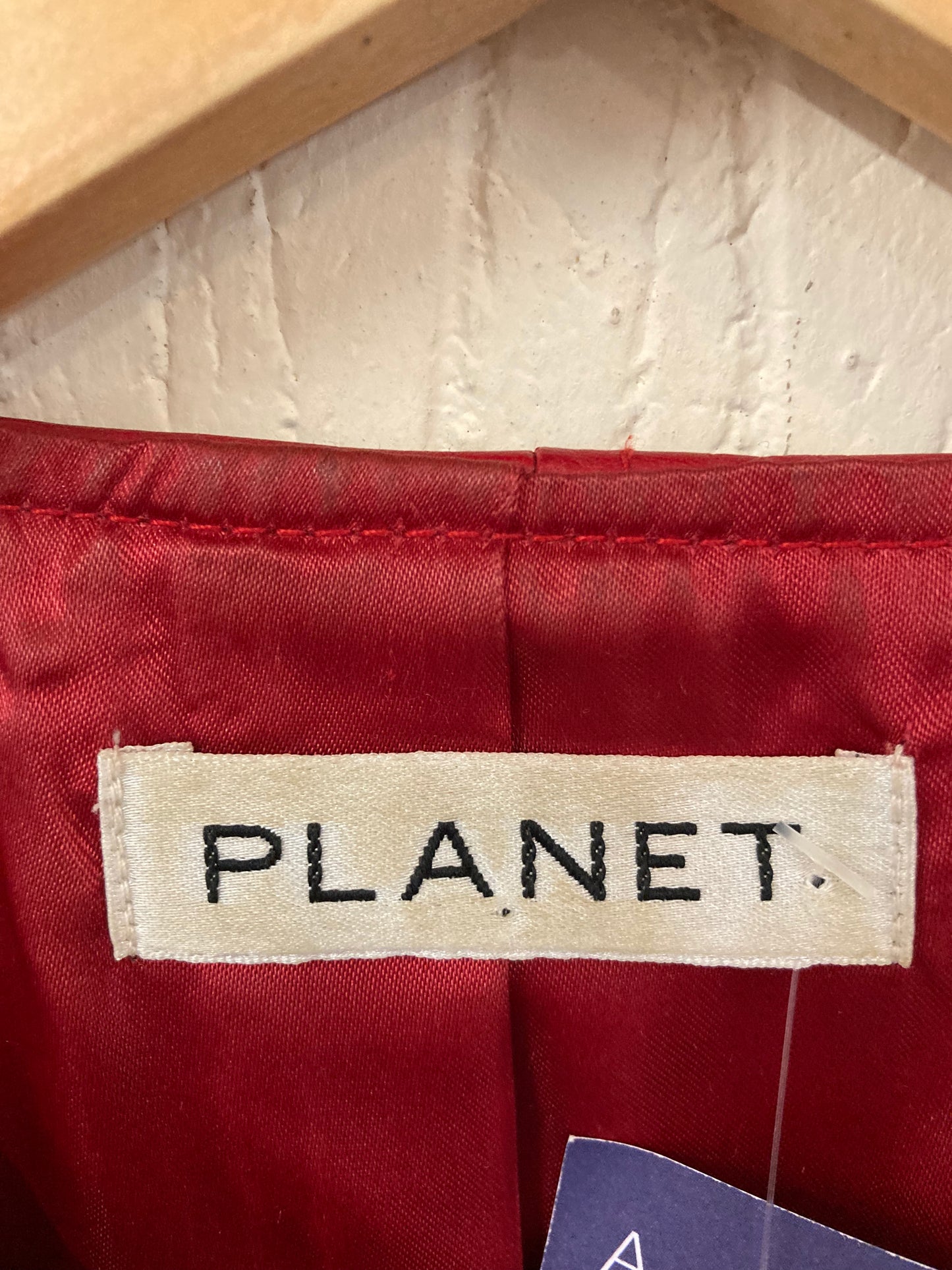 1990s Planet Red Leather Boxy Jacket Size 14