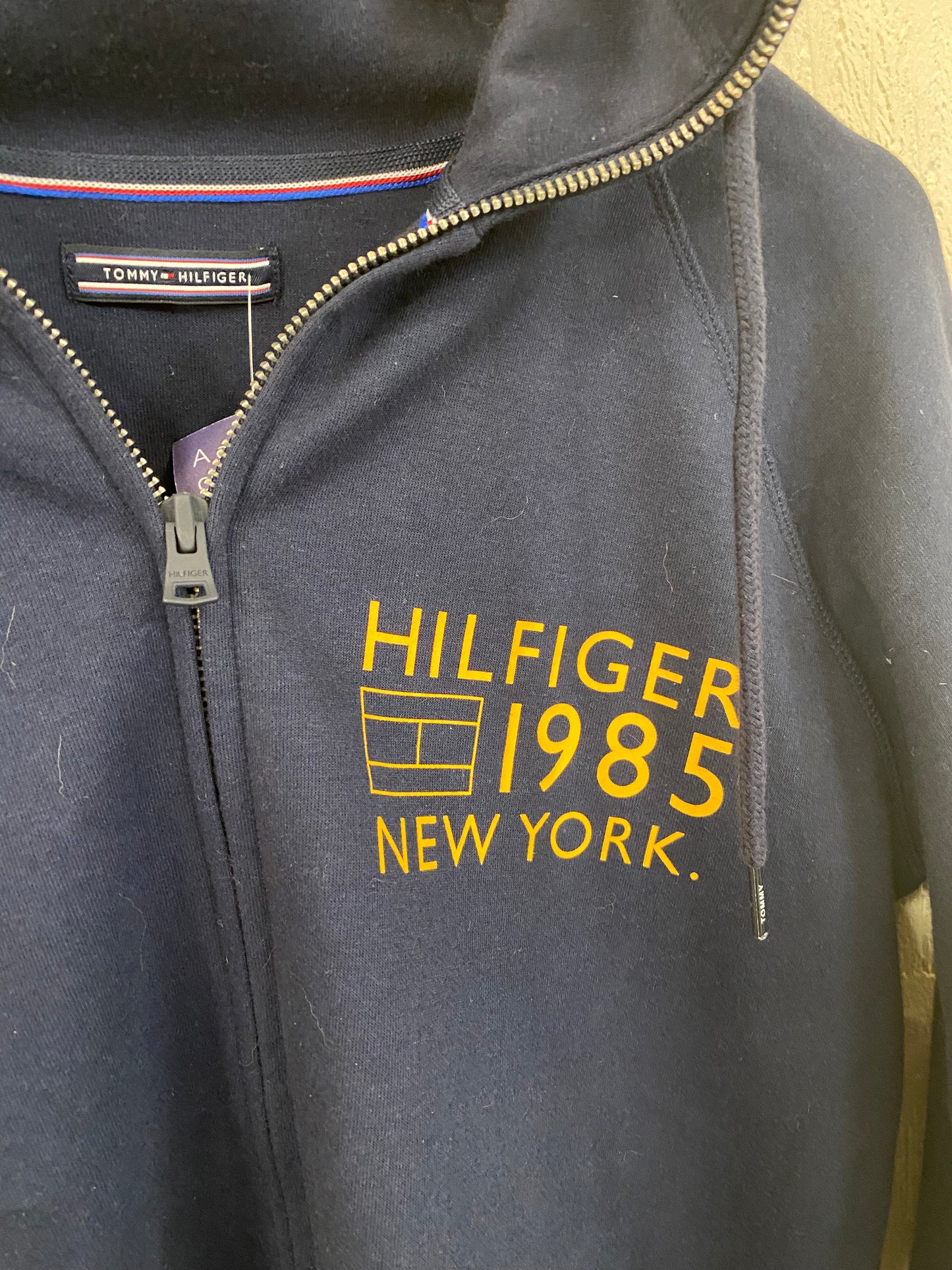 Tommy Hilfiger Navy Zip Sweatshirt 1985 New York Size S