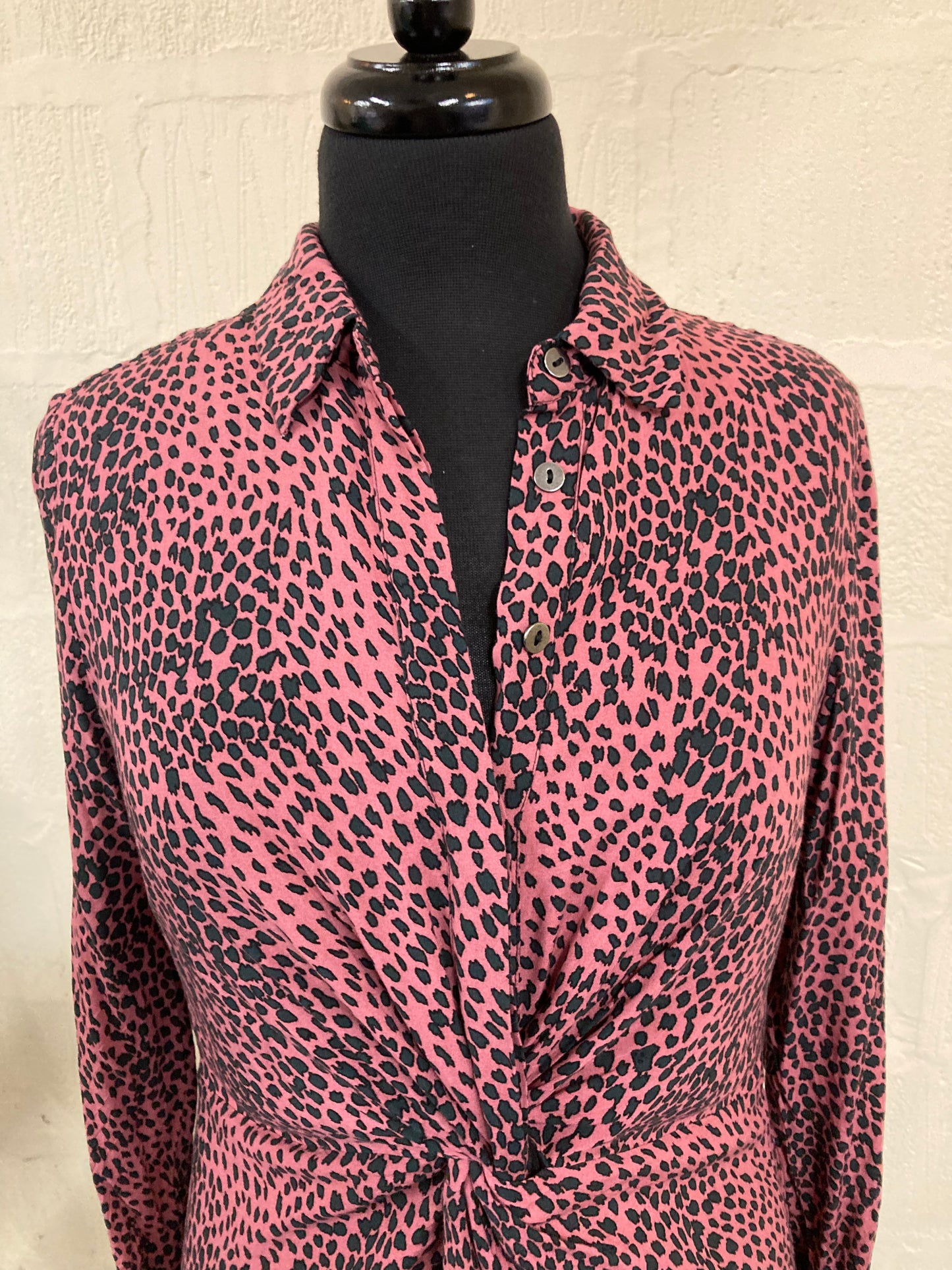 Pink and Grey Animal Print Midi Dress Size 10