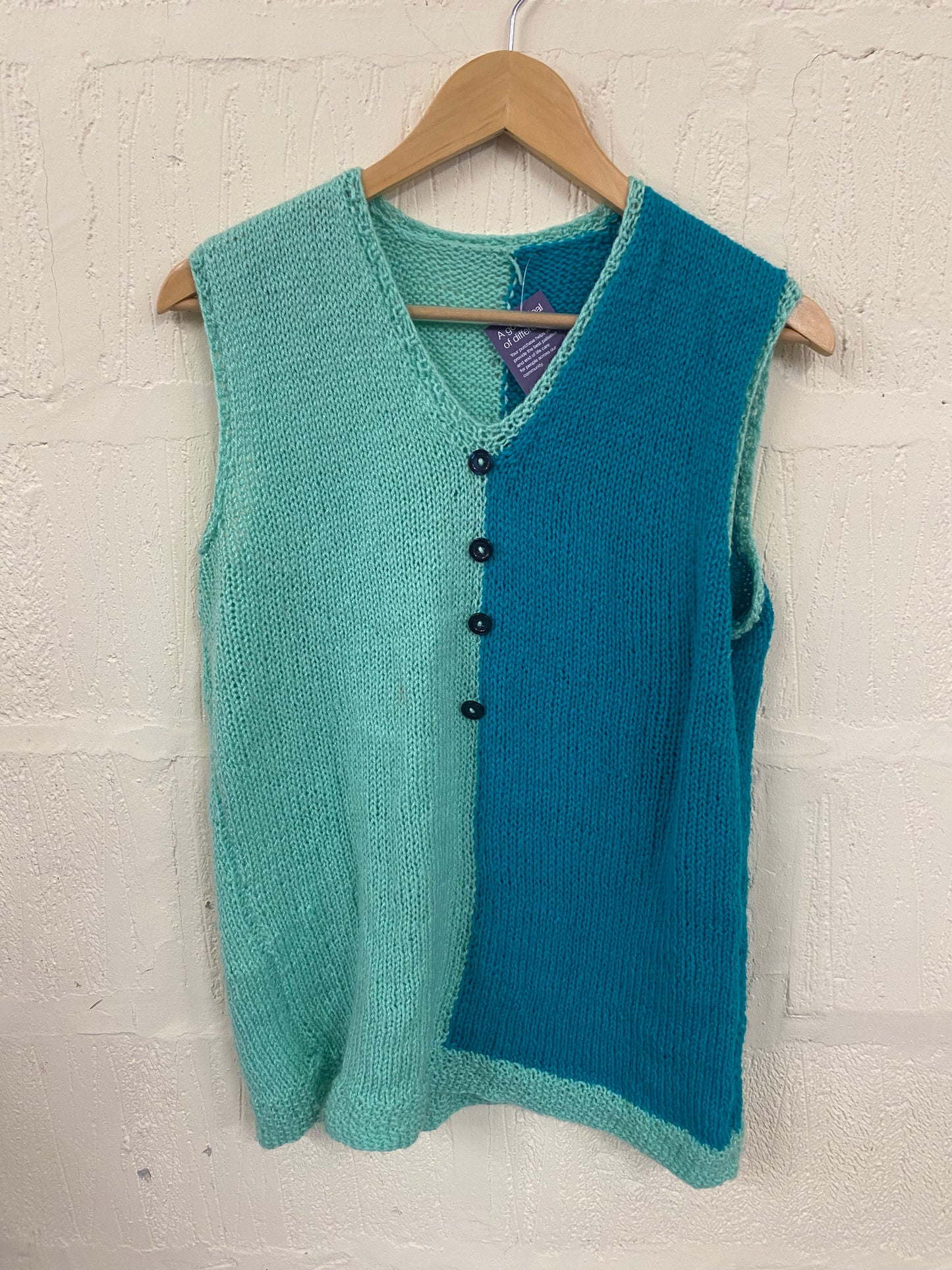 Sleeveless Turquoise and Mint Jumper Size 12
