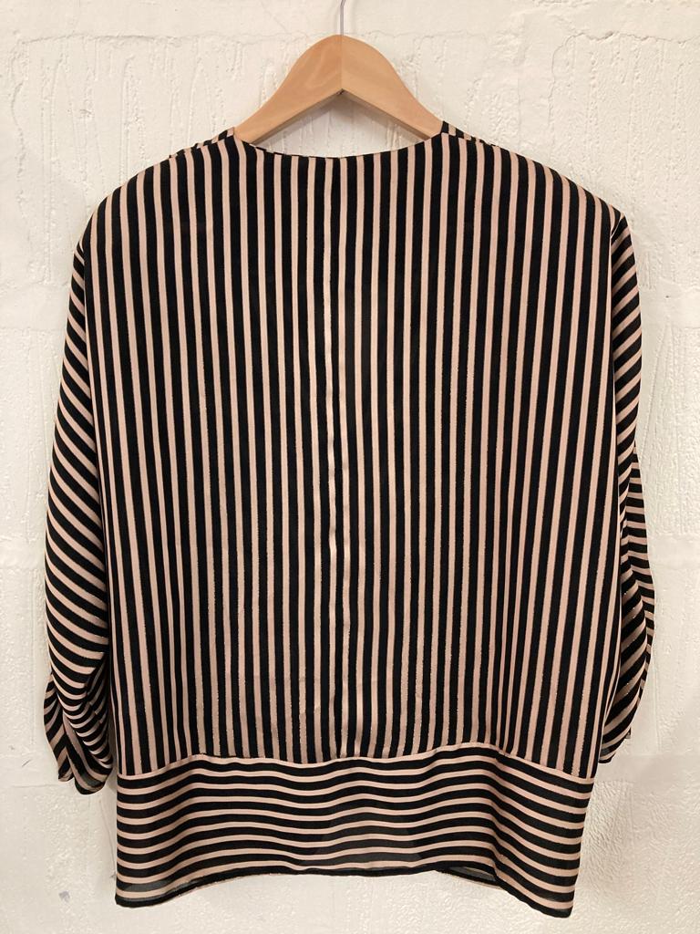 Vintage Richards Black and Gold Striped Top Size 14