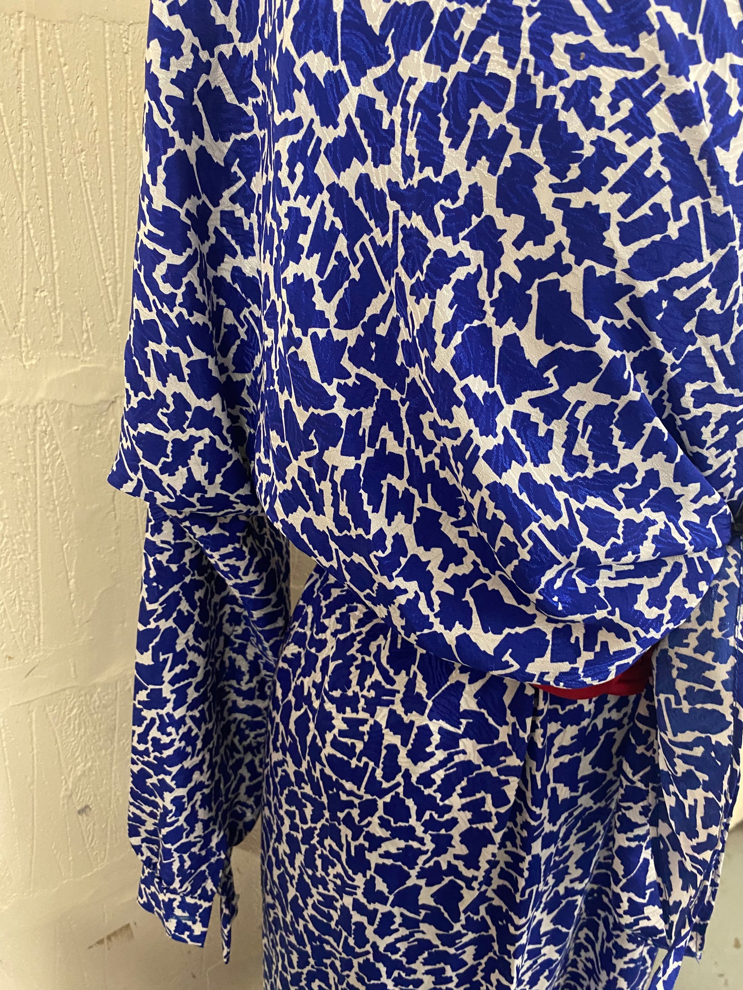 Vintage Royal Blue and White Austin Reed 1980s Style Dress Size 14
