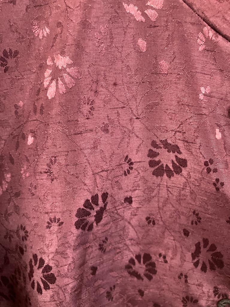 Vintage Burgundy Brocade Fabric Chinese Style Jacket Size 12-14