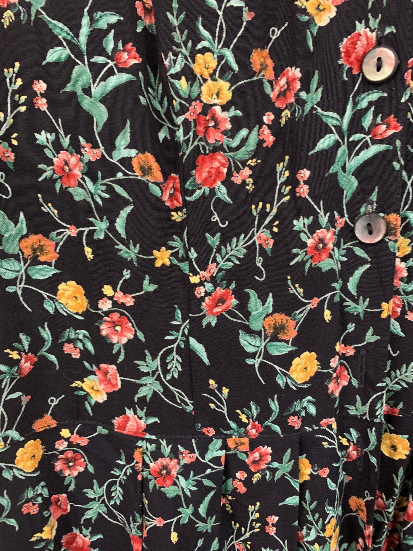 Vintage M & S Black Floral Dress Size 10