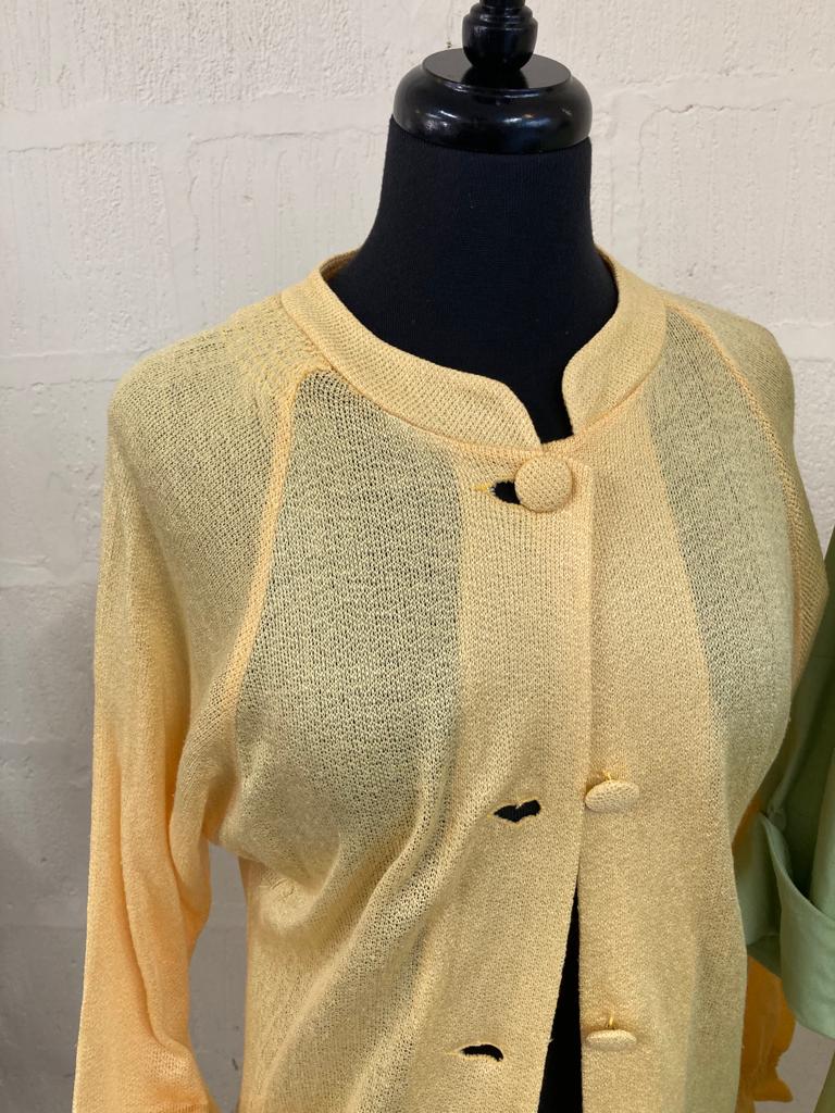 Vintage Triumph Canary Yellow Fine Knit Housecoast. Size 10-12