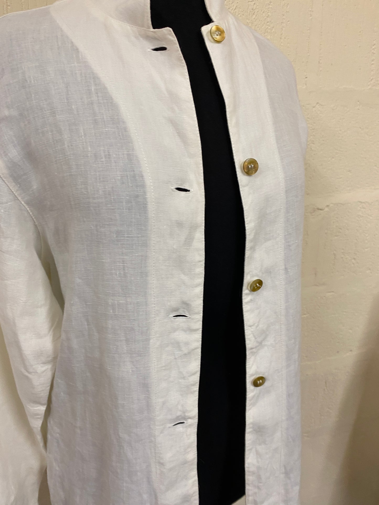 Ivory Long Line Linen Jacket Size 10