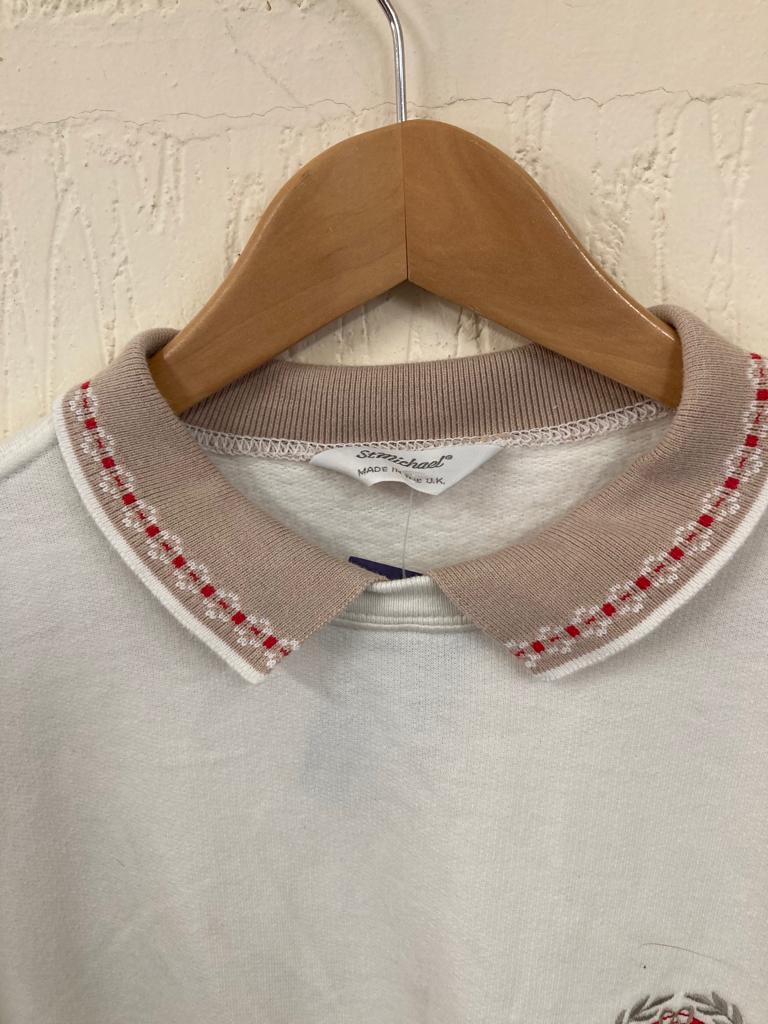 Vintage 90s Geeky St Michaels Cream Sweatshirt Size 14-16