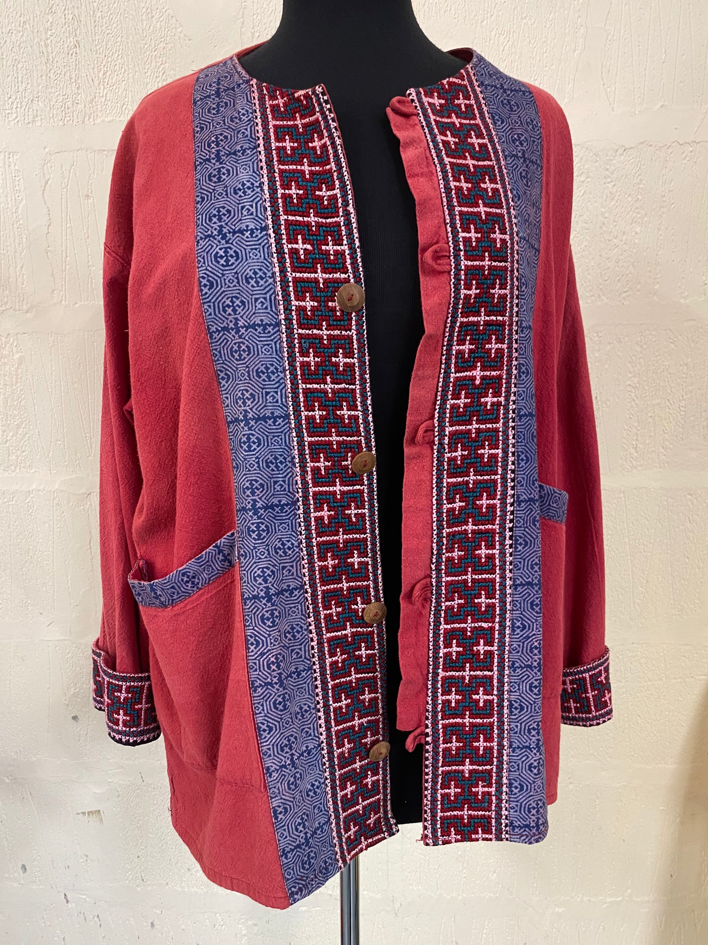Red with embroidery Relaxed Boxy Jacket Size 14-16