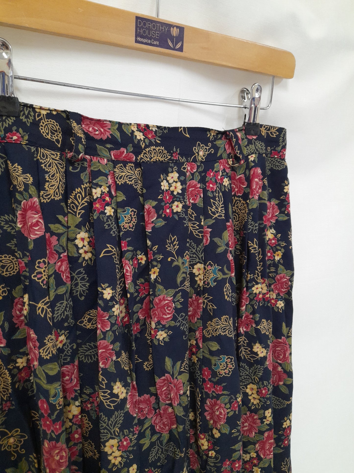Vintage Floral Navy Skirt Size 16