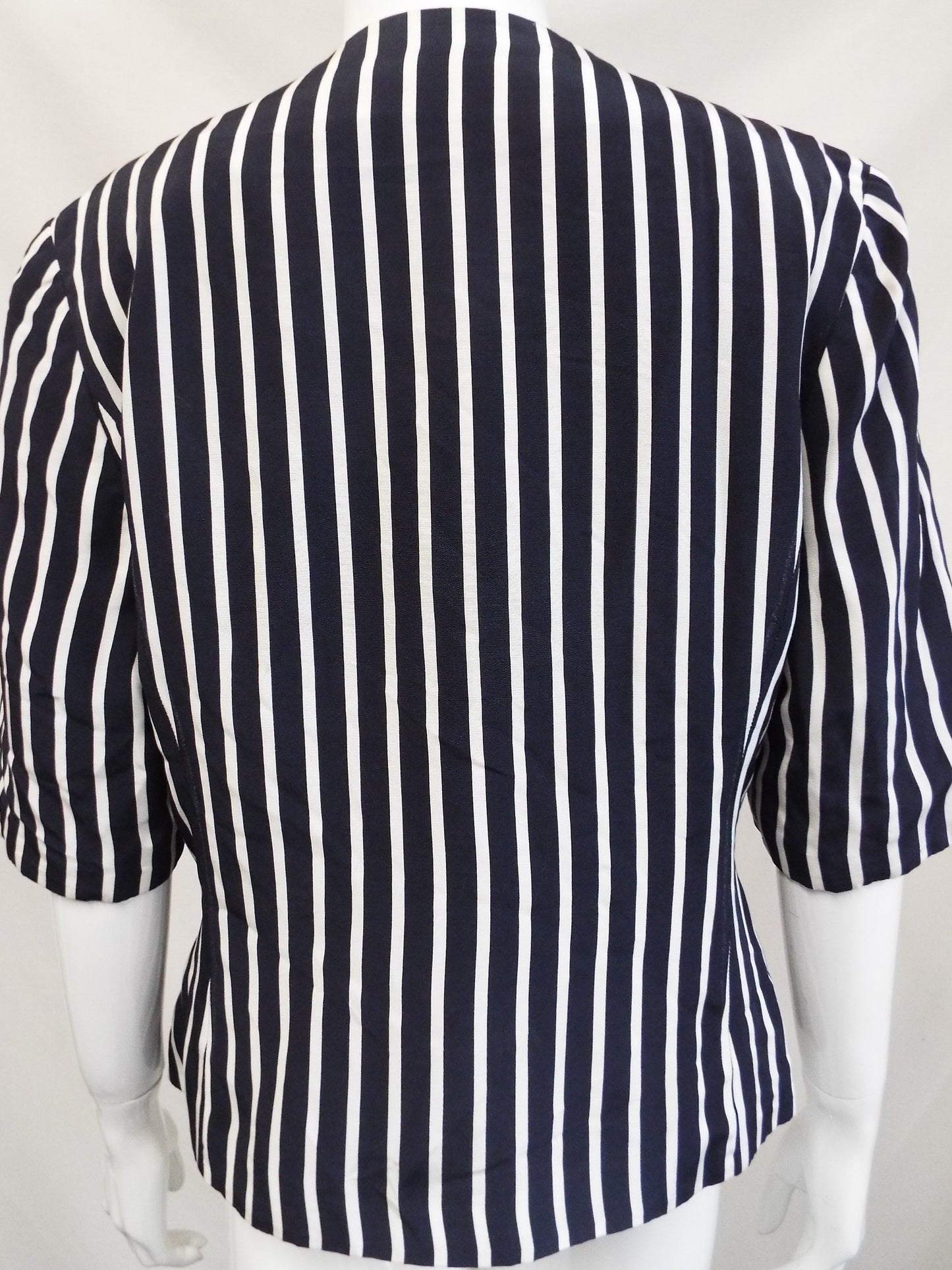Vintage Navy & White Nautical Striped Jacket Size 14