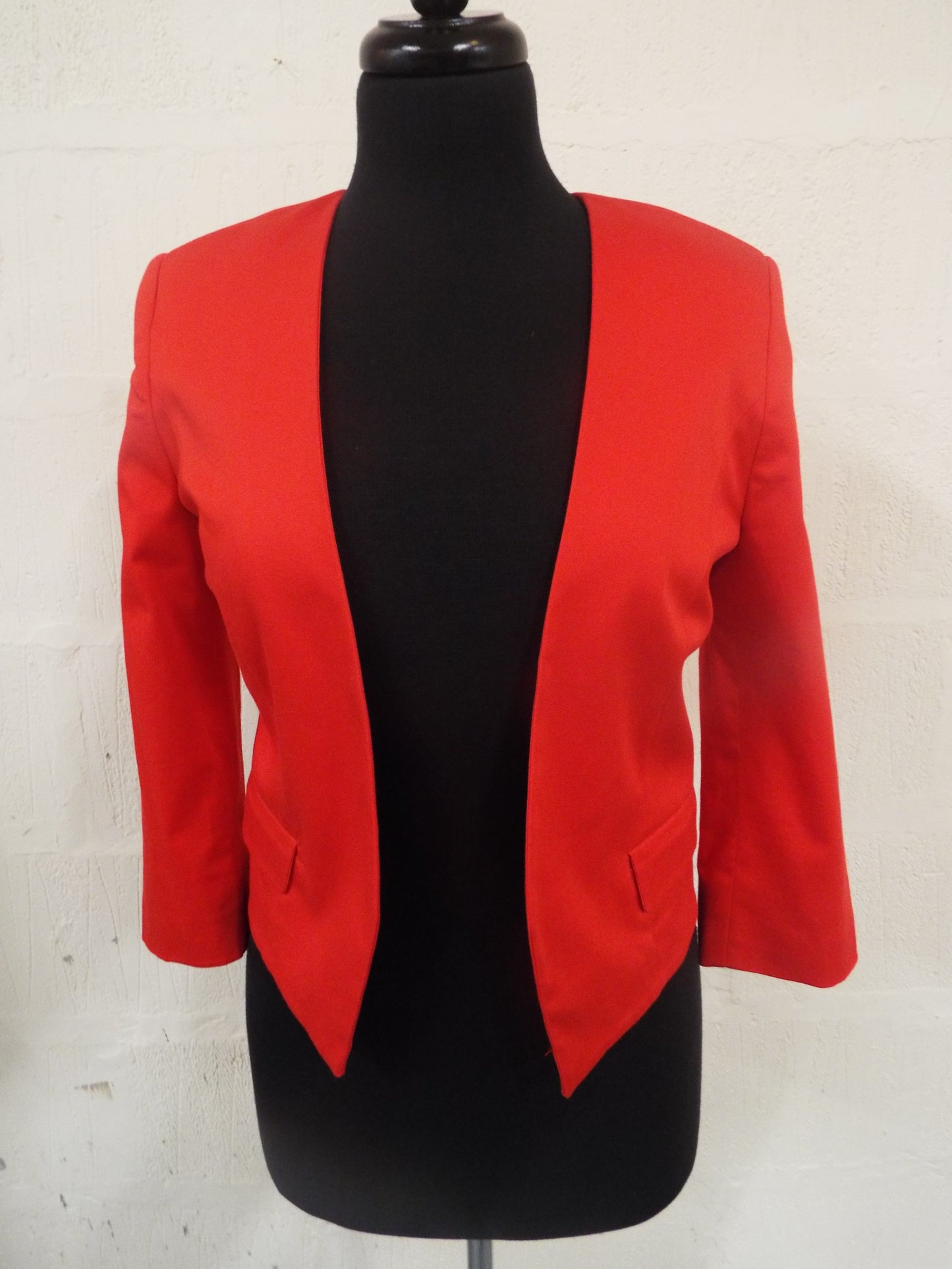 Bright Red Open Front Jacket | Blazer Size 8
