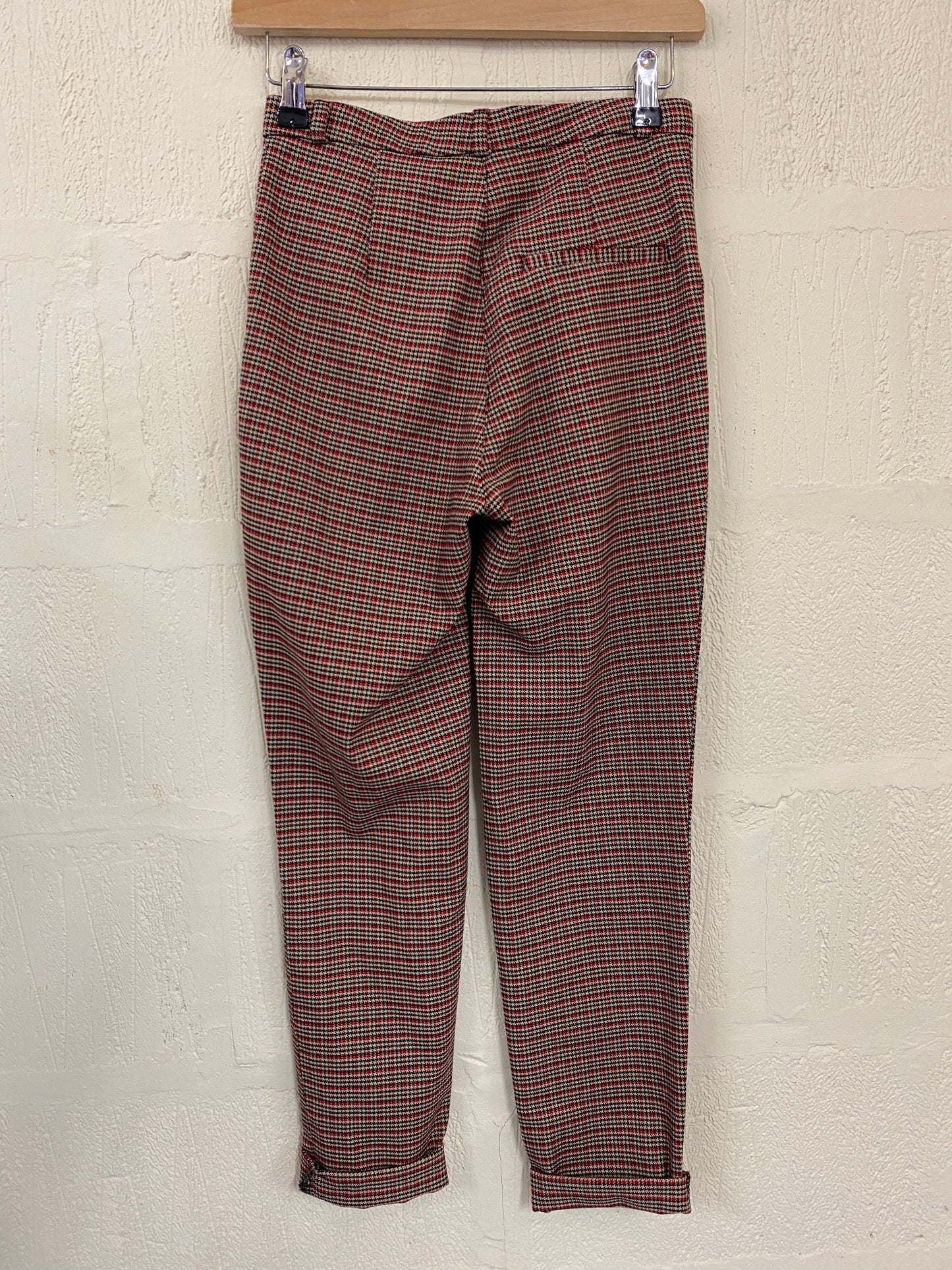 Red & Black Dogtooth Skinny Fit Trousers Size 8